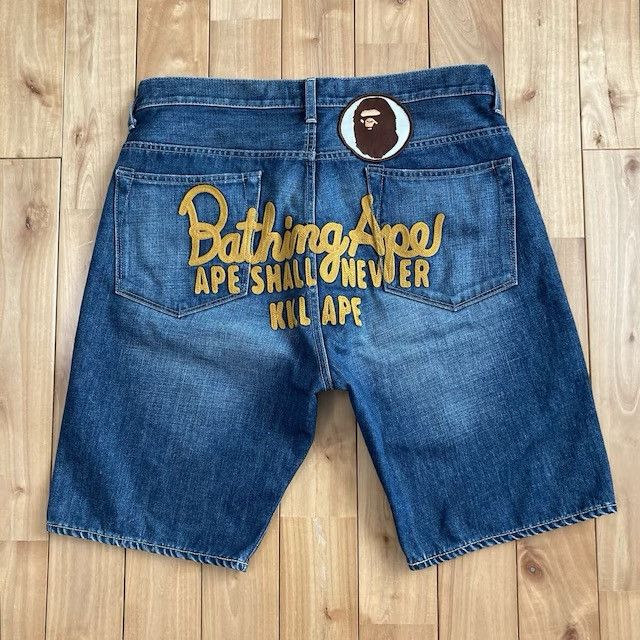 Bape BAPE Champion Embroidered Denim Shorts a bathing ape ★size L Size US 34 / EU 50 - 1 Thumbnail