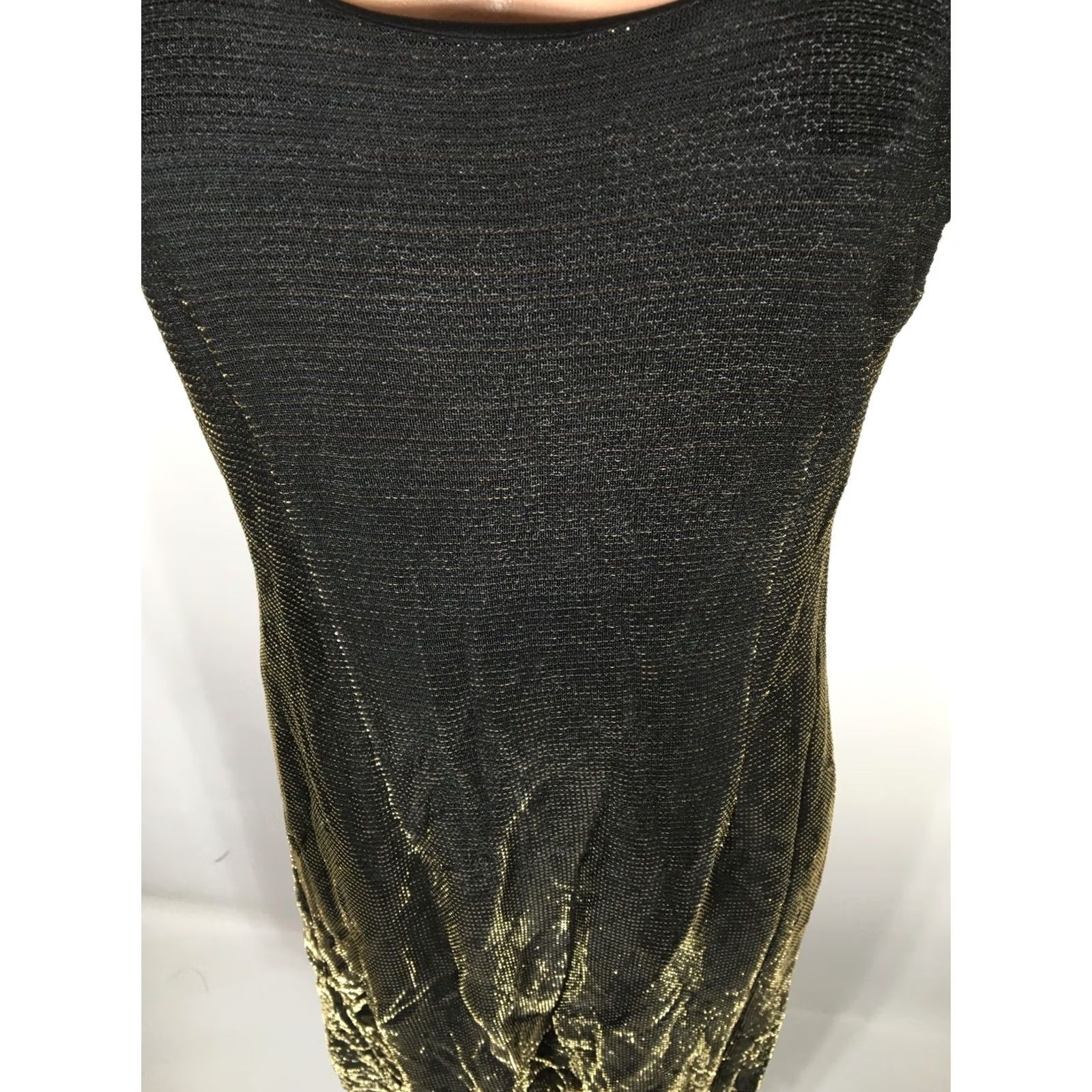 Vintage Vtg 90s Dress Sz 12 Black Gold Glitter Bling Slinky Short Sleeve Party Maxi USA Size 34" / US 12 / IT 48 - 3 Thumbnail