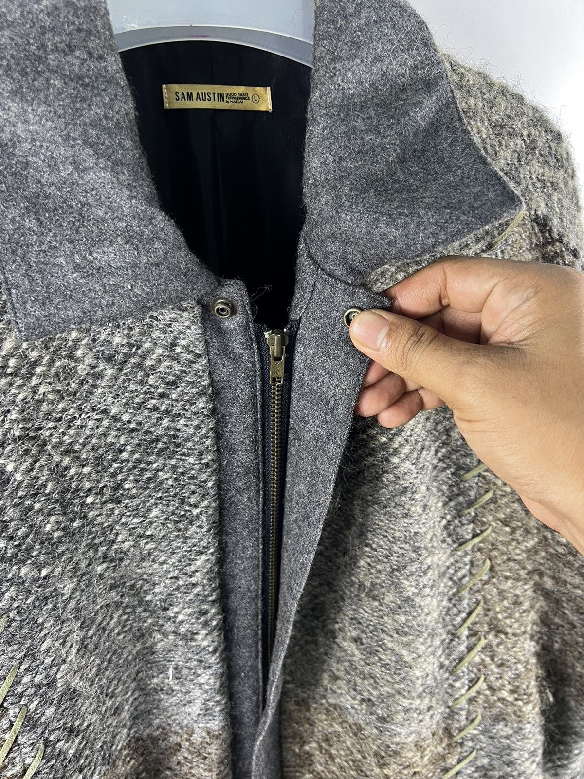Homespun Knitwear 🔥 Sam Austin Naigai two tone Mohair knit Bomber jacket - L Size US L / EU 52-54 / 3 - 7 Thumbnail