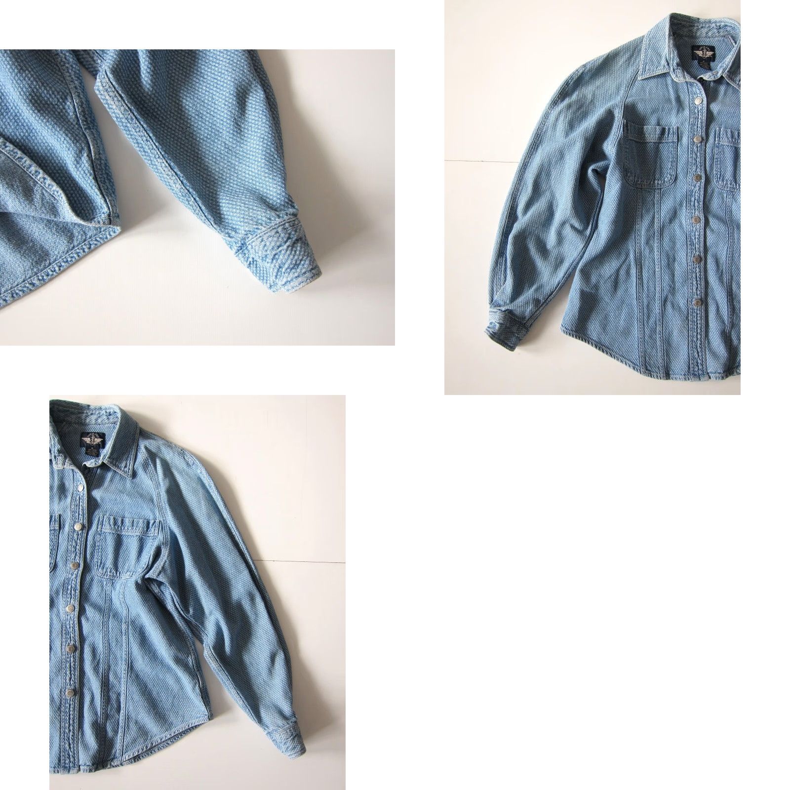 Dockers VINTAGE Dockers 100% Textured Cotton Button Down Long Sleeve Denim Jean Shirt M Size M / US 6-8 / IT 42-44 - 8 Thumbnail