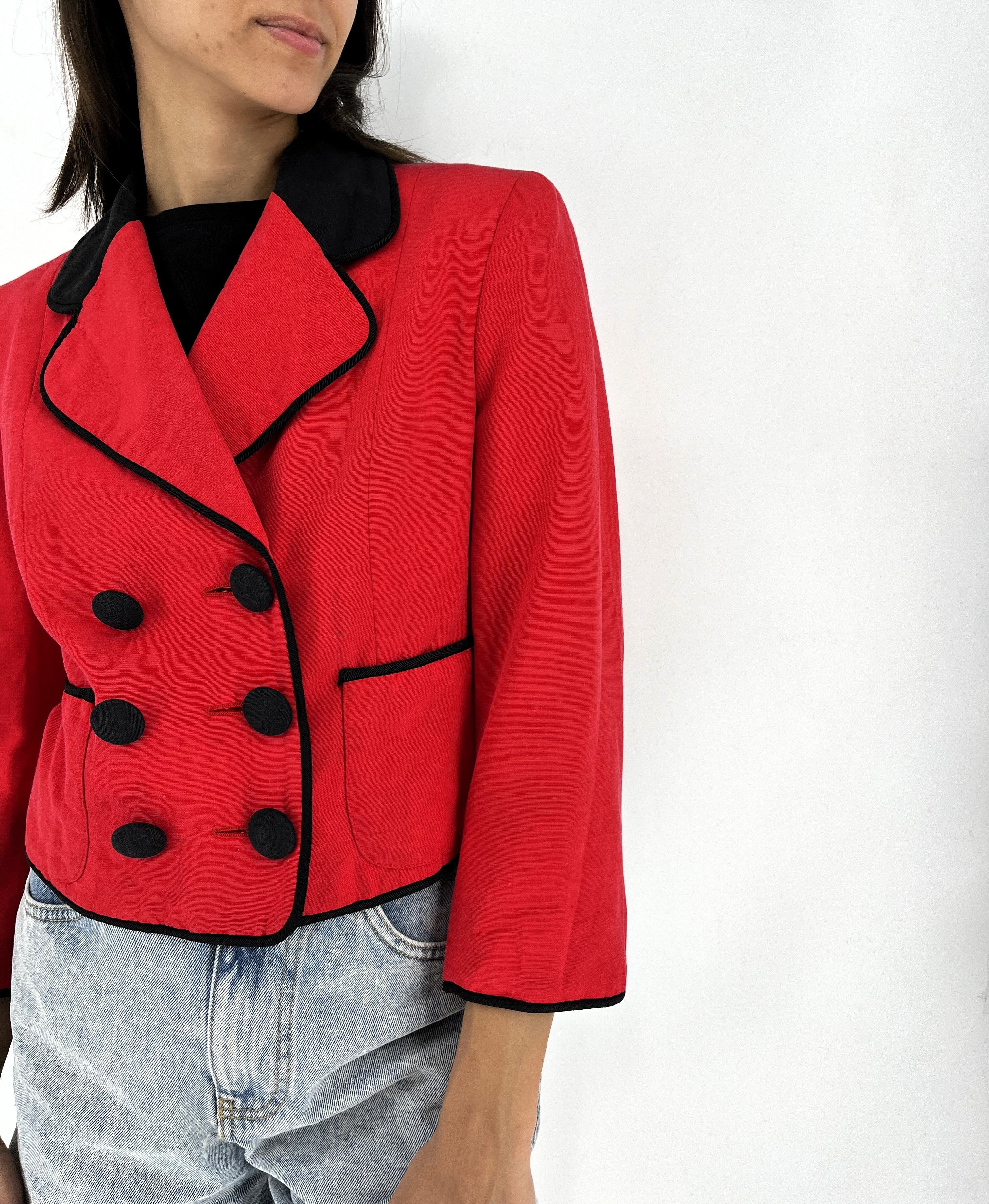 Moschino MOSCHINO Cheap and Chic 1990s Red Double Breast Crop Jacket Size M / US 6-8 / IT 42-44 - 6 Thumbnail