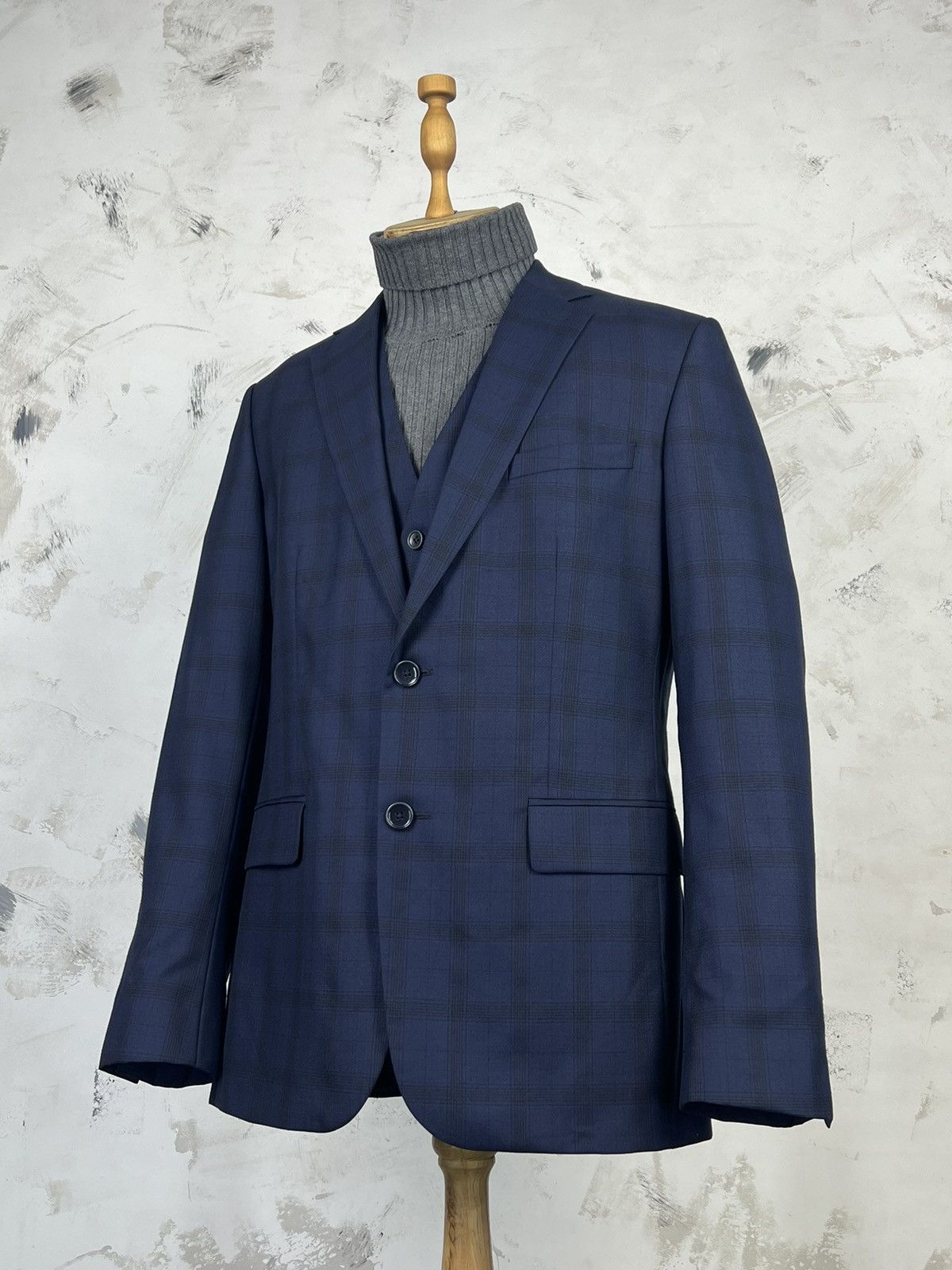 Reiss Reiss Three Piece Check Suit Jacket Vest Trousers Size S - M Size 40R - 2 Thumbnail