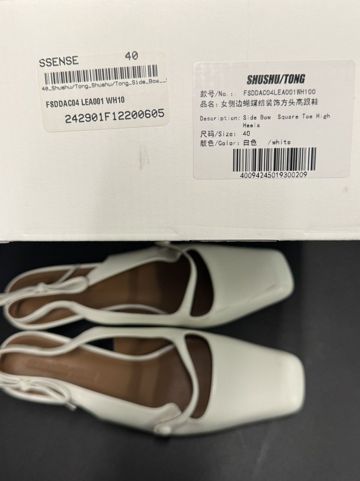 Shushu/Tong SHUSHU/TONG White Slingback Hells Square Toe Side Bows Size US 10 / IT 40 - 12 Thumbnail