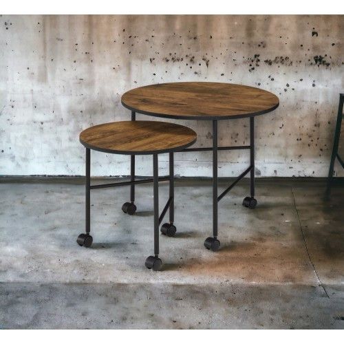 Designer × Homemade ACME Oblis 2Pc Pk Nesting Tables, Vintage Oak 83150 Size US L / EU 52-54 / 3 - 7 Thumbnail