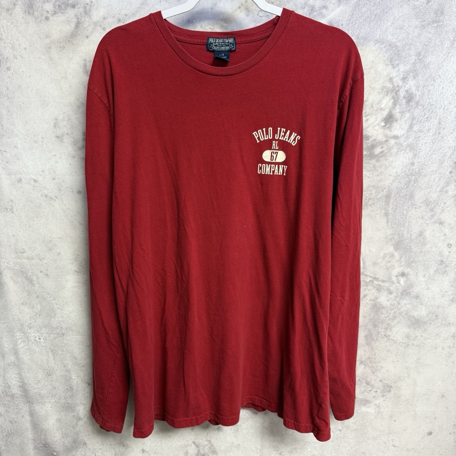 Polo Ralph Lauren Vintage Polo Jeans Co T Shirt Mens Large 23x29.5 Red Long Sl Size US L / EU 52-54 / 3 - 2 Thumbnail