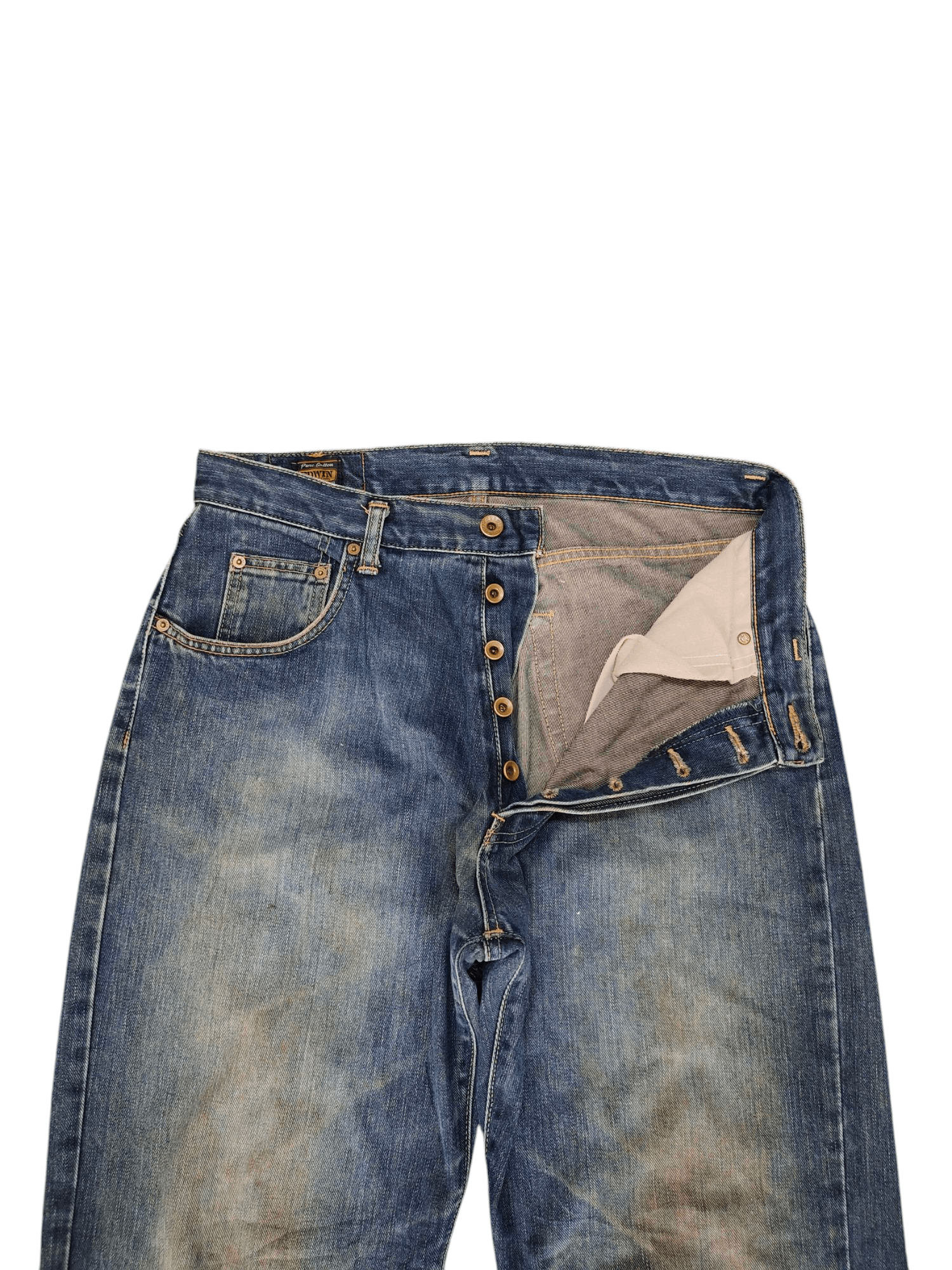 Kapital Vintage 90s Edwin Clawmark Distress Faded Denim Jeans Size US 32 / EU 48 - 8 Thumbnail