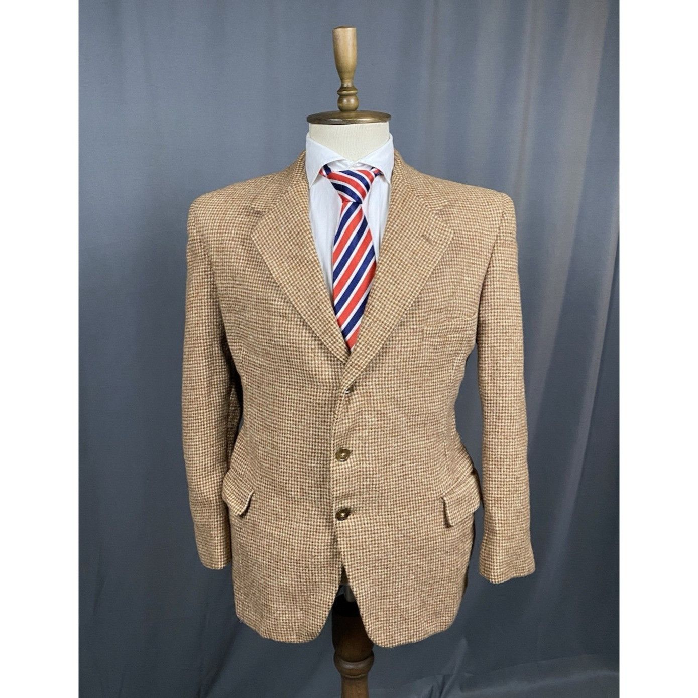 Harris Tweed Harris Tweed Vintage Men's Beige Brown Wool Blazer Jacket Si Size 52R - 1 Thumbnail
