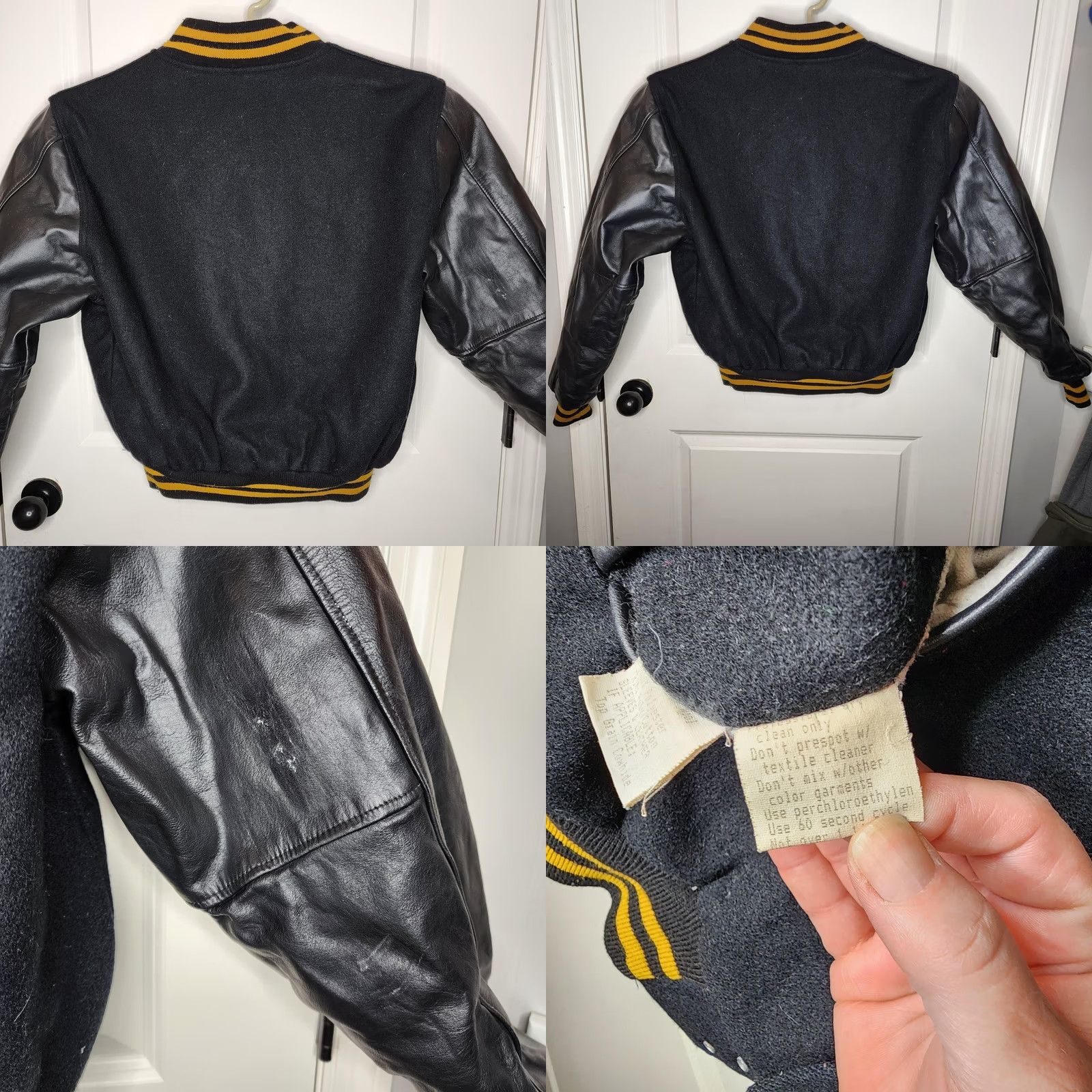 Salem Sportswear Gem Sportswear Jacket Mens XL Black Varsity Leather Sleeves Lined Gold G Patch Limited Detail Size US XL / EU 56 / 4 - 8 Thumbnail