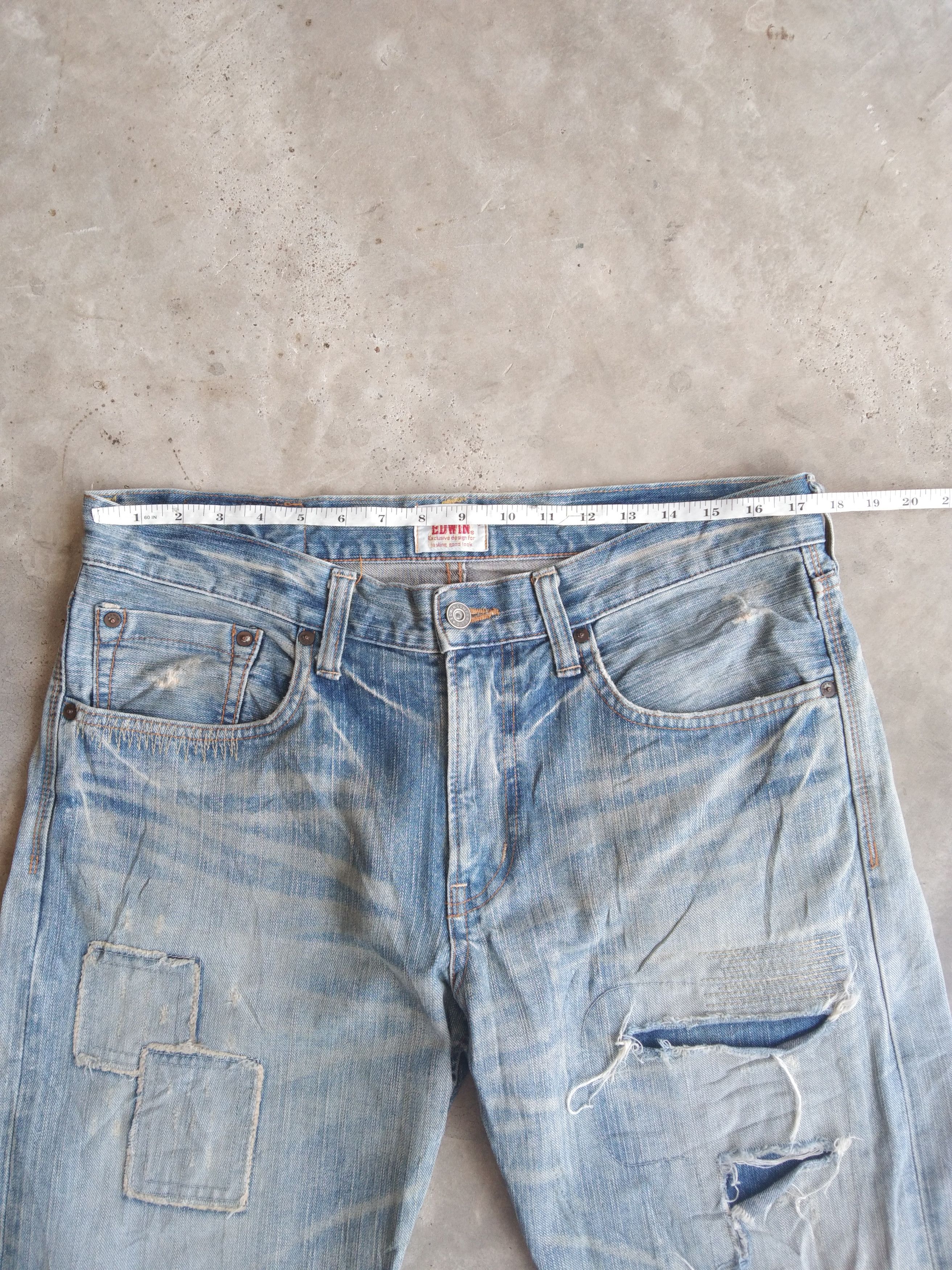 Edwin Vintage Japanese Brand Edwin Distressed Jeans 34x32 Size US 34 / EU 50 - 9 Thumbnail