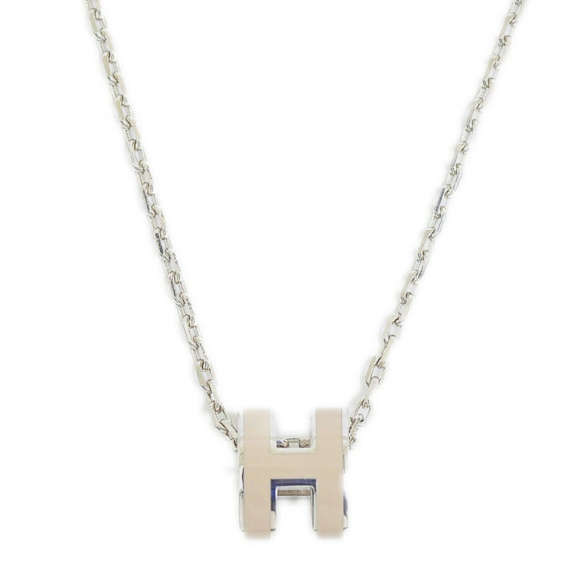 image of Hermes Pop Ash H Necklace Marron Glace Silver, Women's