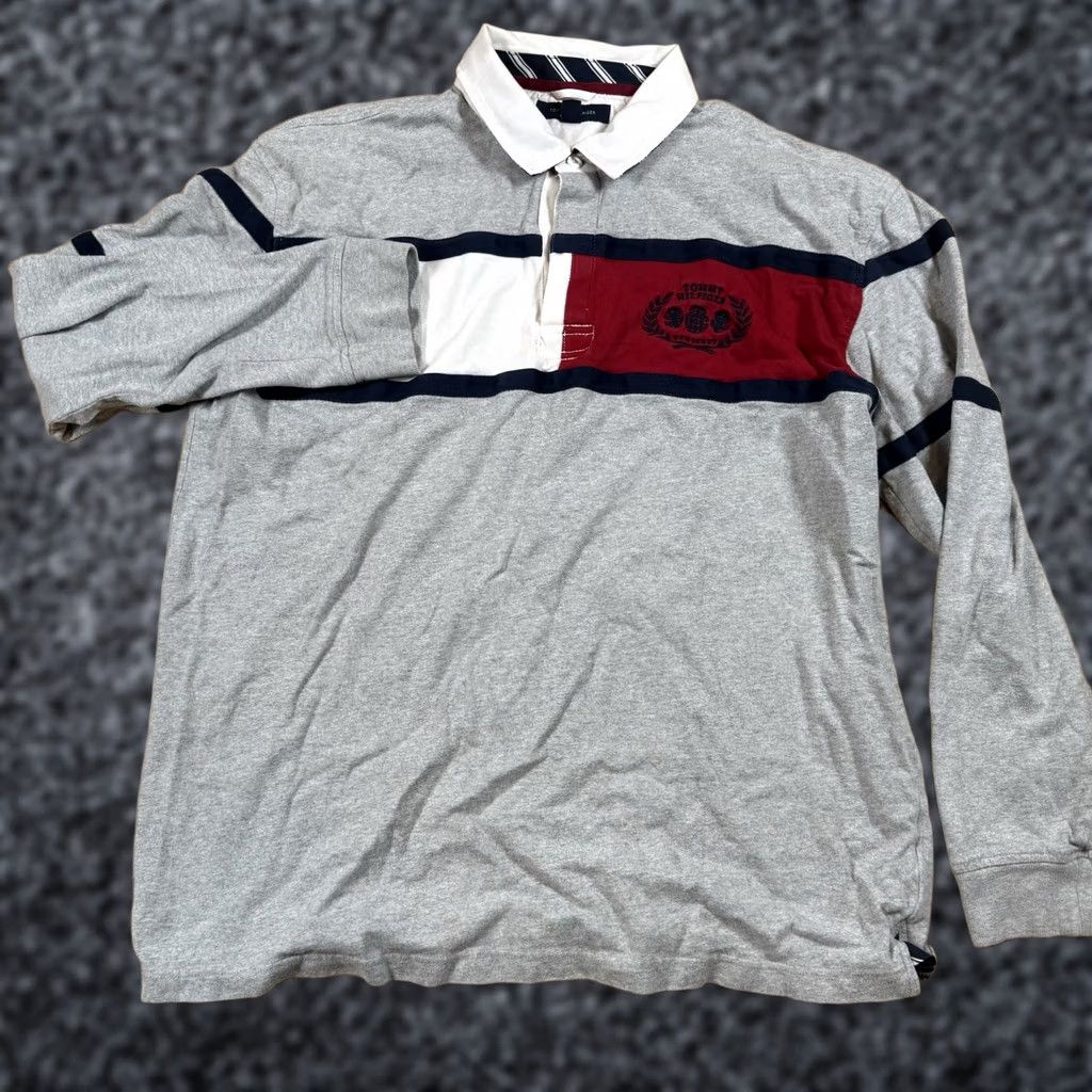Tommy Hilfiger VINTAGE Tommy Hilfiger Rugby Shirt Mens XXL Long Sleeve Stitched Crest Blue XL Polo Mens Size US XL / EU 56 / 4 - 1 Thumbnail
