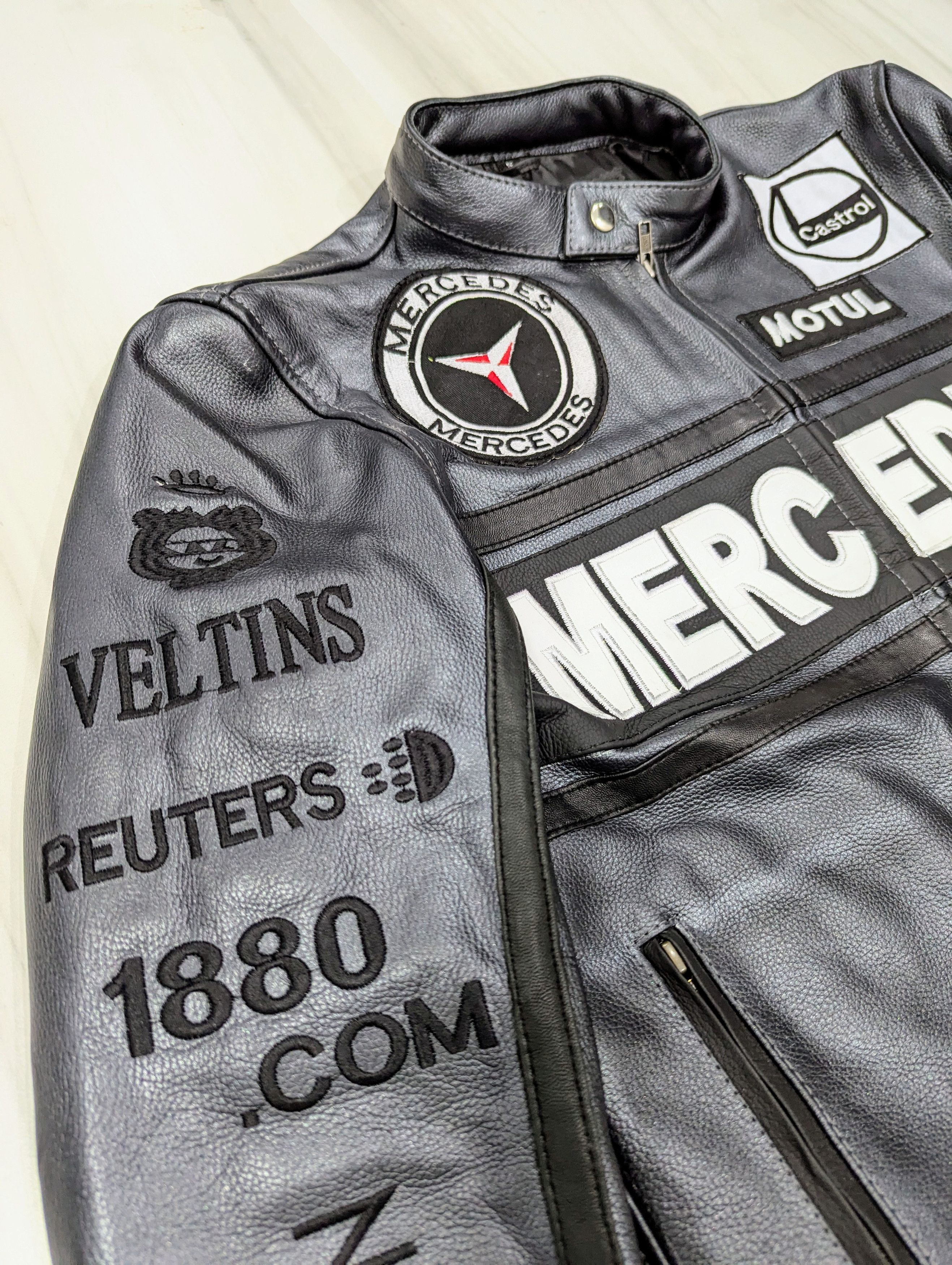 Formula 1 💥 Mercedes Benz 💥 Racing Leather Jacket Streetwear Cowhide Size US S / EU 44-46 / 1 - 6 Thumbnail