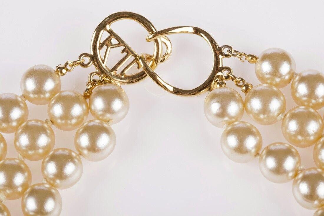 Designer KJL Triple Strand Simulated White Pearl Necklace Size ONE SIZE - 3 Thumbnail