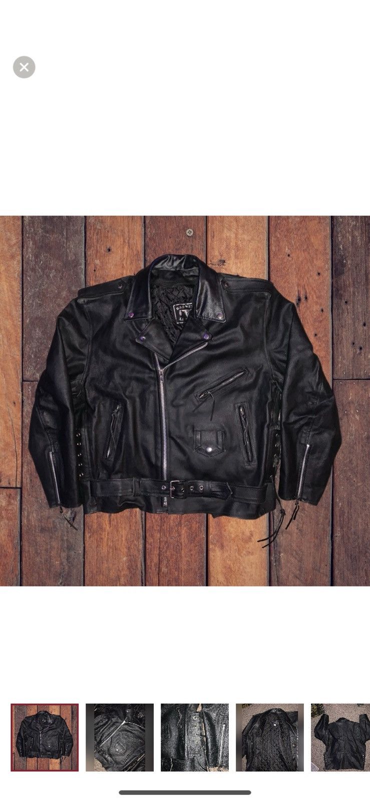 image of Vintage Heavyweight Genuine Leather Moto Jacket in Black, Men's (Size 2XL)