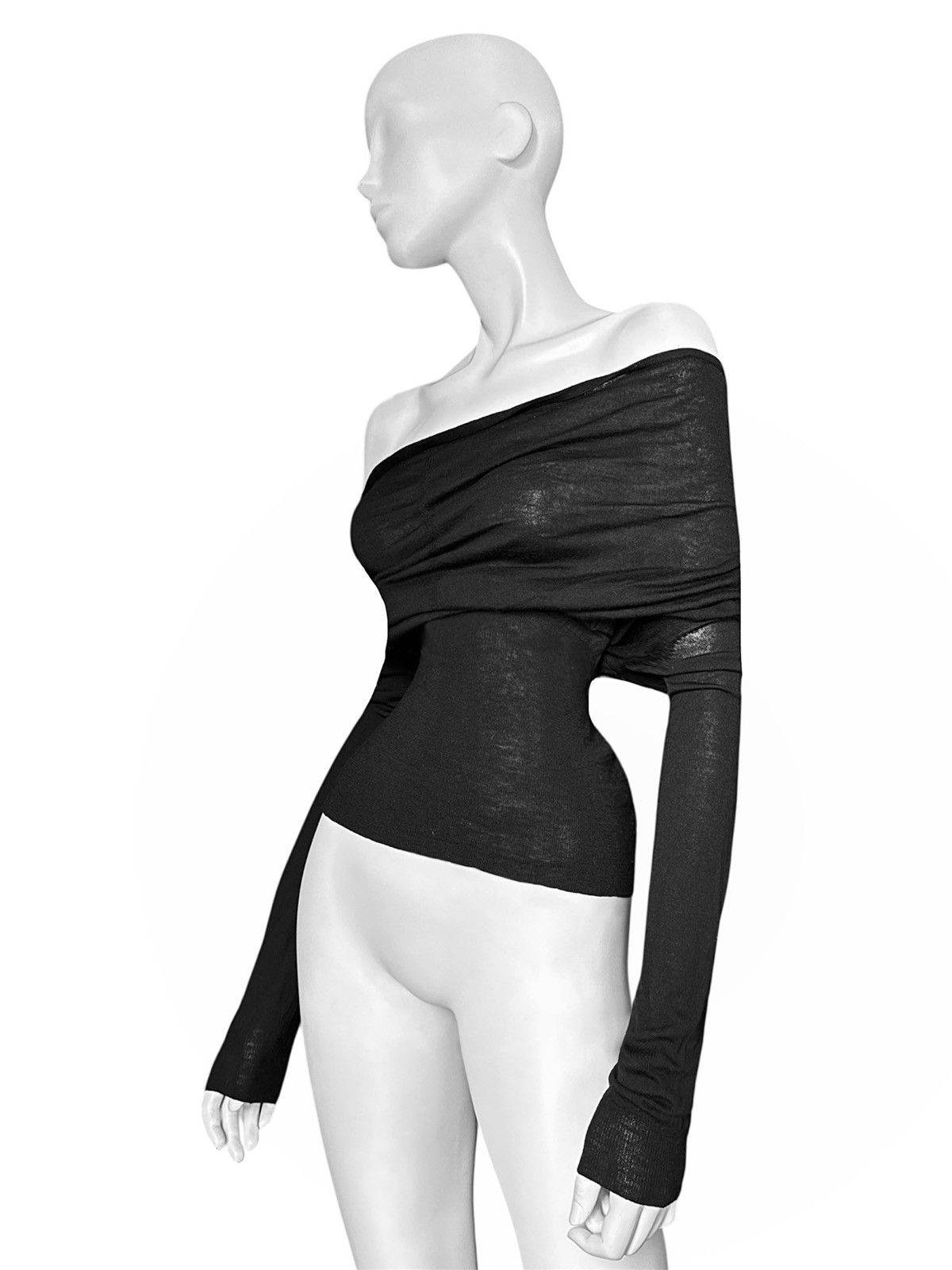 Yves Saint Laurent Runway Yves Saint Laurent by Tom Ford Draped Wool Blouse Size S / US 4 / IT 40 - 2 Thumbnail