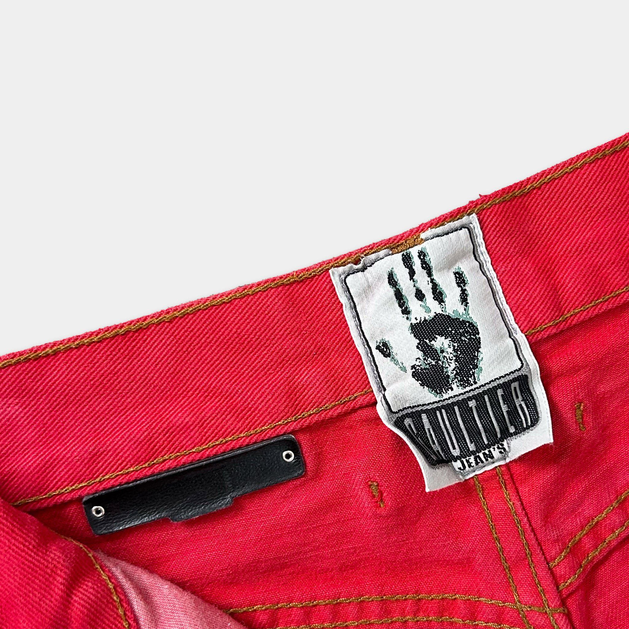 Jean Paul Gaultier Jean Paul Gaultier Red High Waisted Hand Print Jeans Size US 30 / EU 46 - 3 Thumbnail