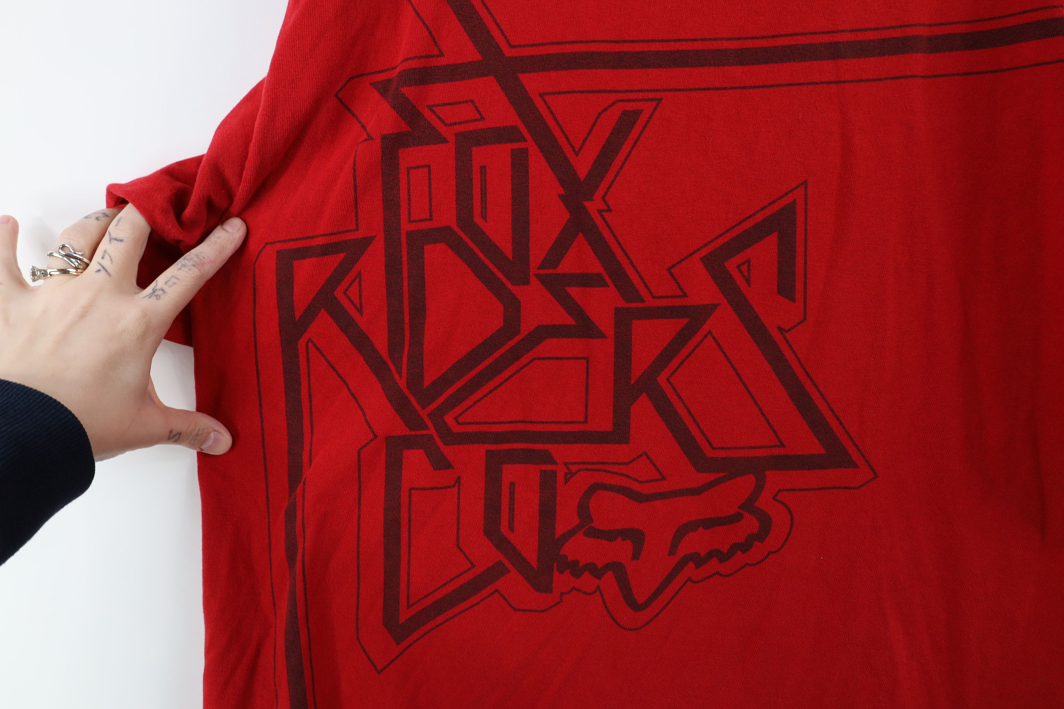 Fox Racing × Vintage Vintage 90s Fox Racing Spell Out Big Logo T-Shirt Red Size US L / EU 52-54 / 3 - 4 Thumbnail