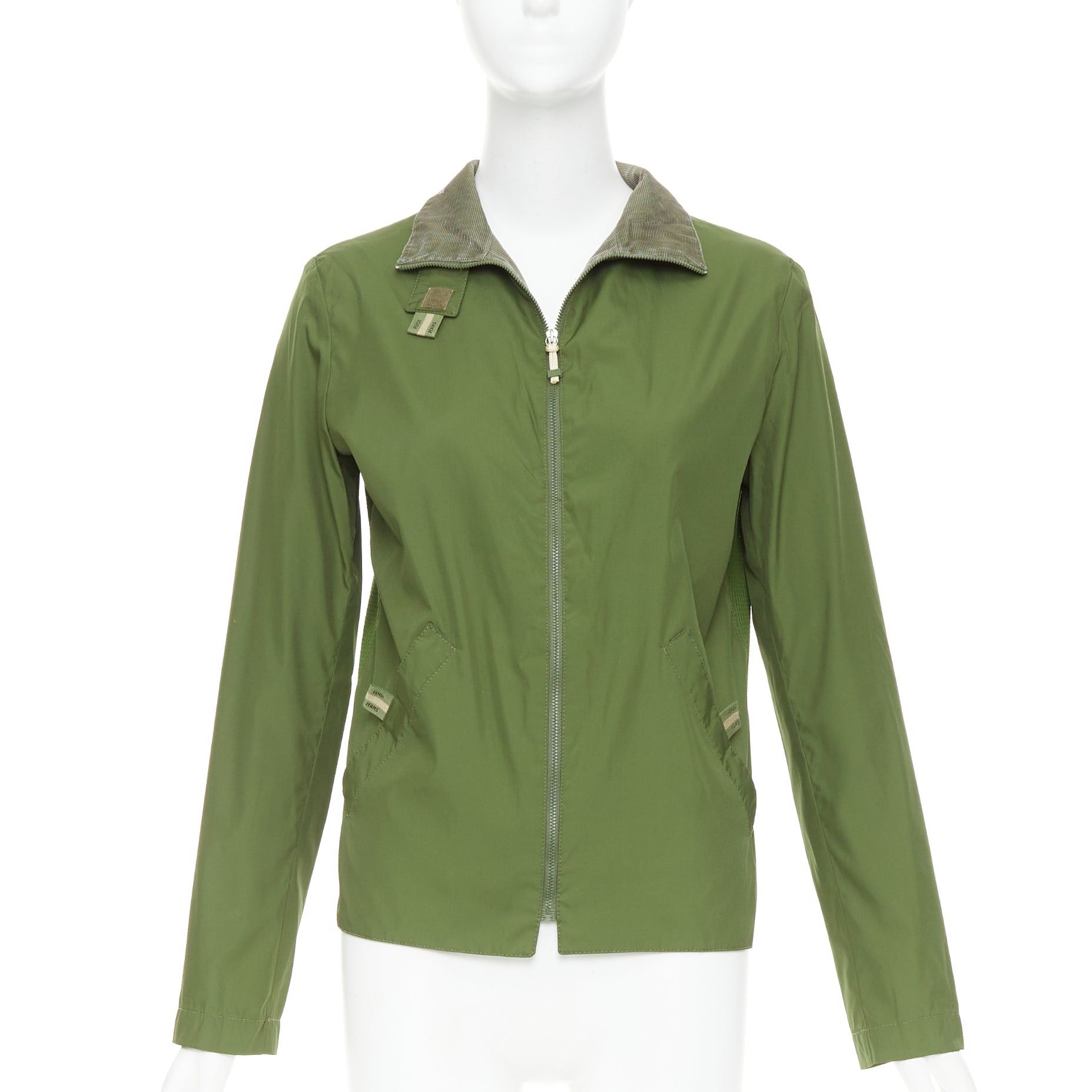 Fendi FENDI JEANS Vintage green nylon technical small logo zip up jacket Size XS / US 0-2 / IT 36-38 - 1 Thumbnail