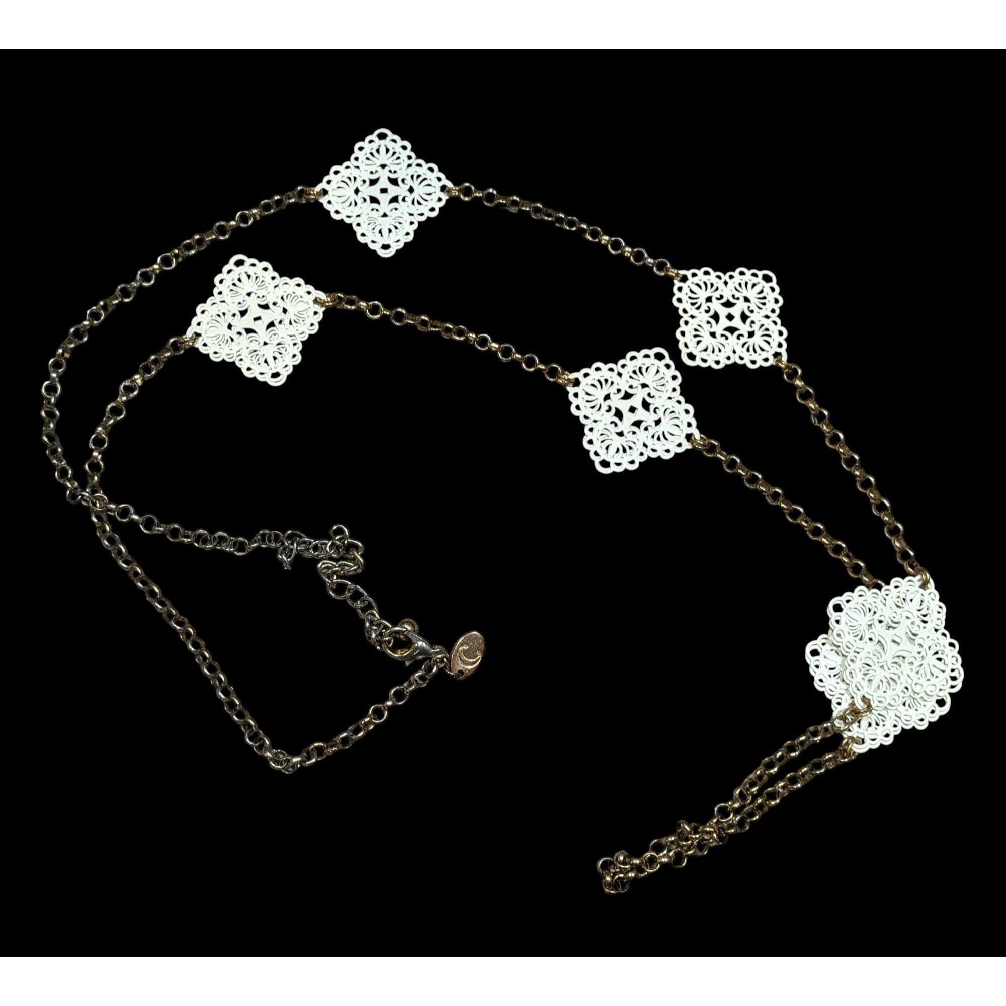 Other Charming Charlie White And Gold Tone Floral Filigree Station Size ONE SIZE - 1 Thumbnail