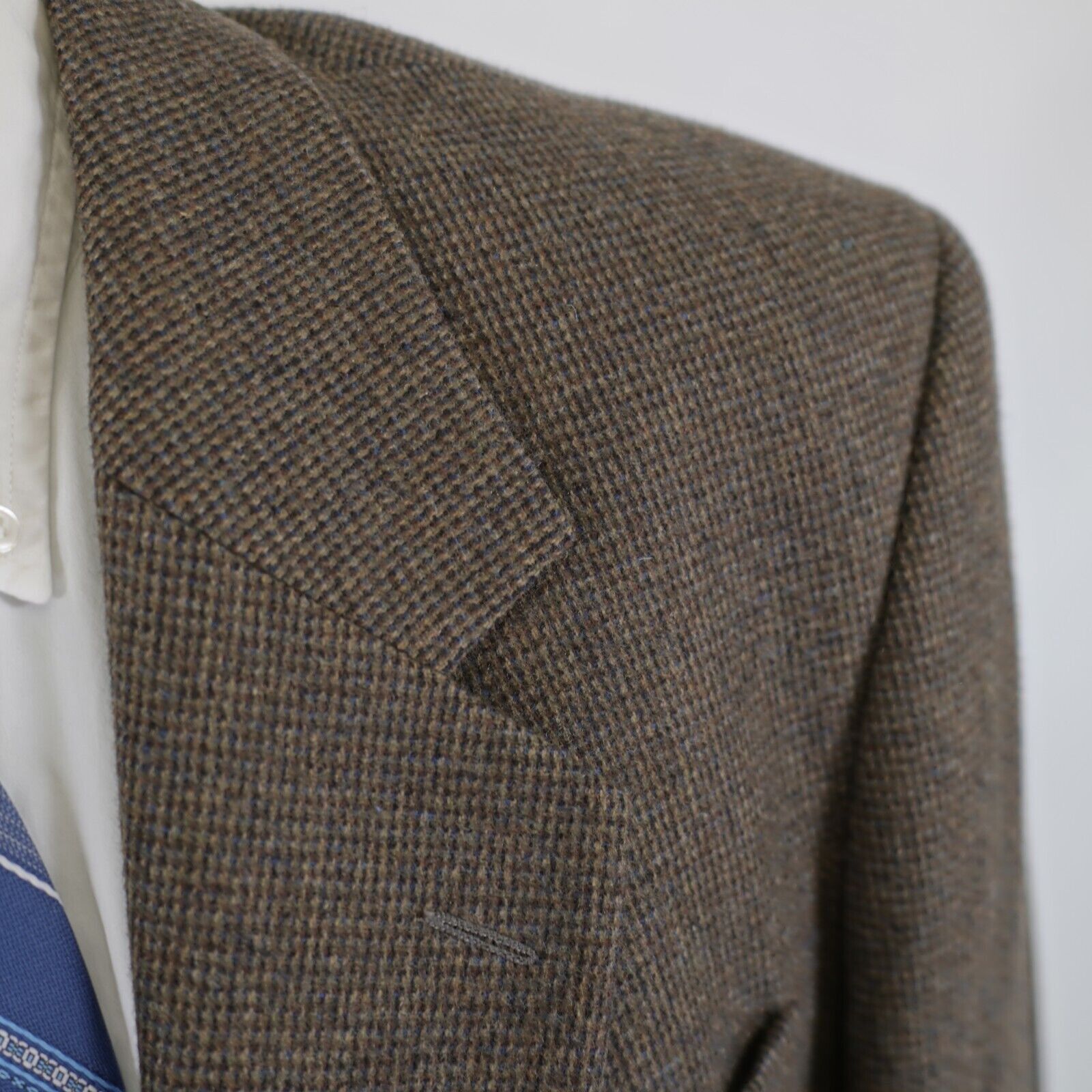 John Weitz John Weitz Signature Soft Tweed Wool Camel Hair Brown Blue C Size 40L - 2 Thumbnail