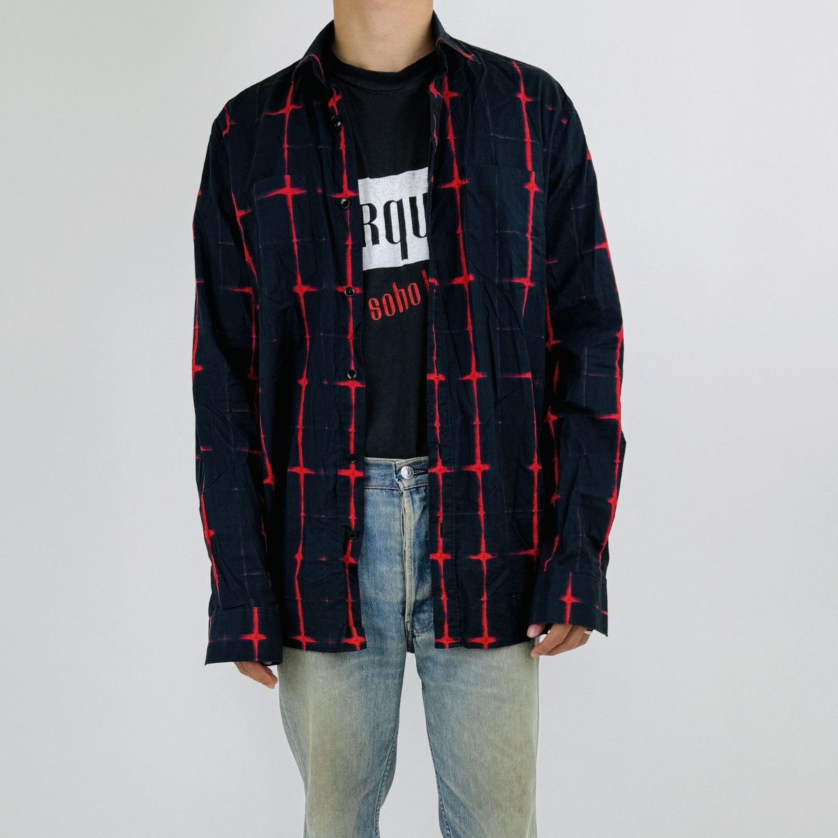 Saint Laurent Paris Saint Laurent FW14 Vamp Red and Black Flannel Size US S / EU 44-46 / 1 - 1 Thumbnail