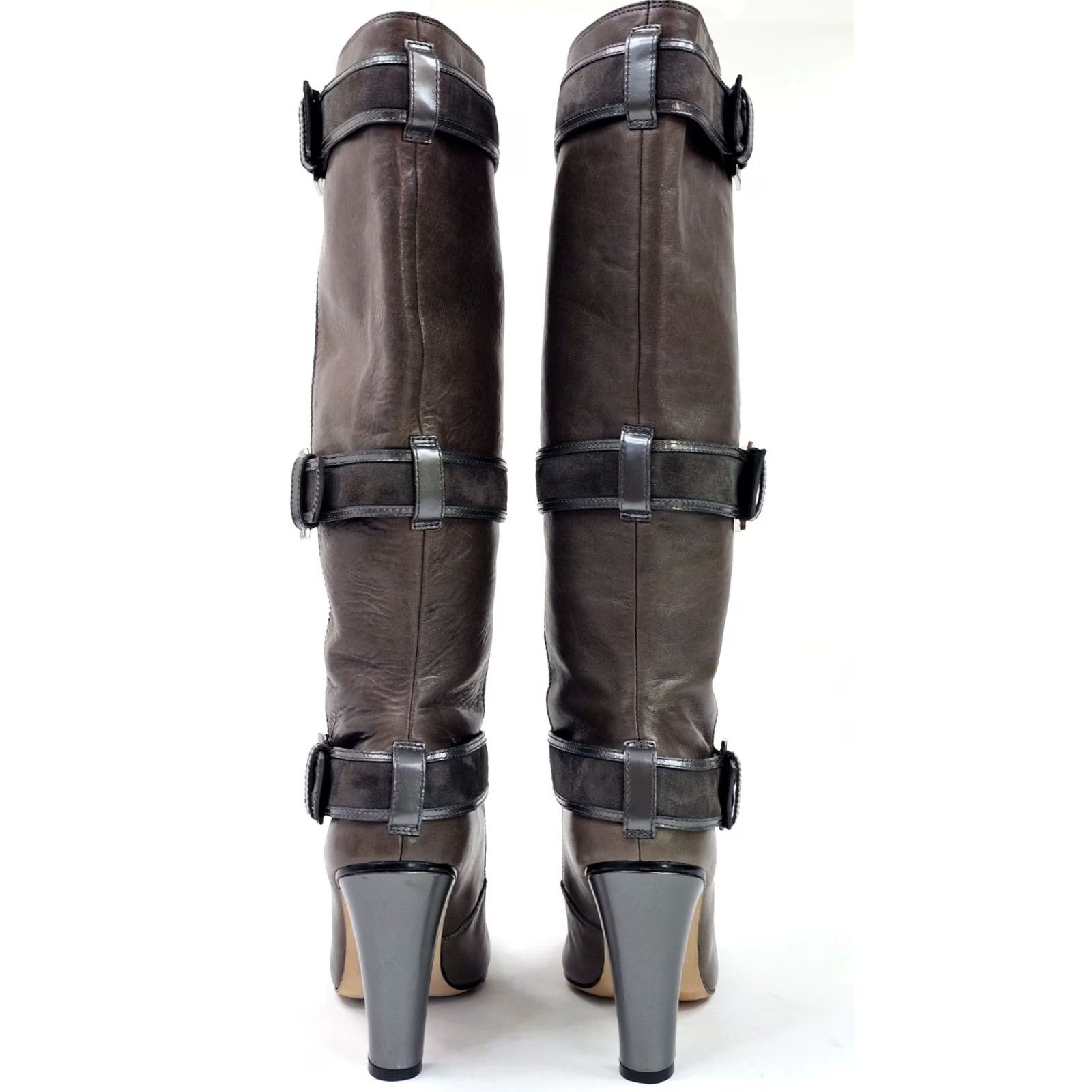 Cole Haan Cole Haan Yolanda Nike Air Tall Riding Boot Women 8B Taupe Gray Suede High Heel Riding Boot Leather Buckle Knee High Adult Women Size US 8 / IT 38 - 6 Thumbnail