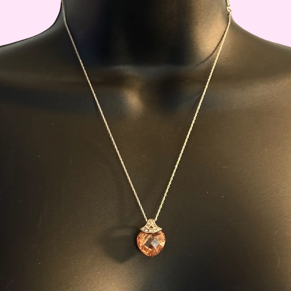 Vintage Vintage 925 Silver faceted crystal heart pendant necklace Size ONE SIZE - 1 Thumbnail