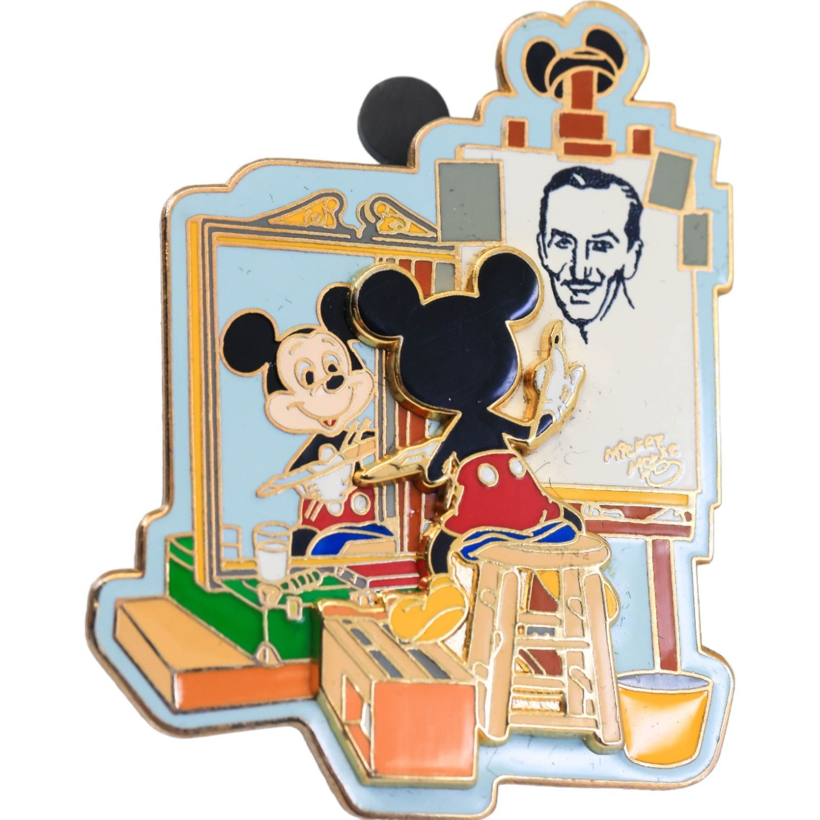 Disney Walt Disney Mickey Norman Rockwell Triple Self Portrait Pin Size ONE SIZE - 1 Thumbnail