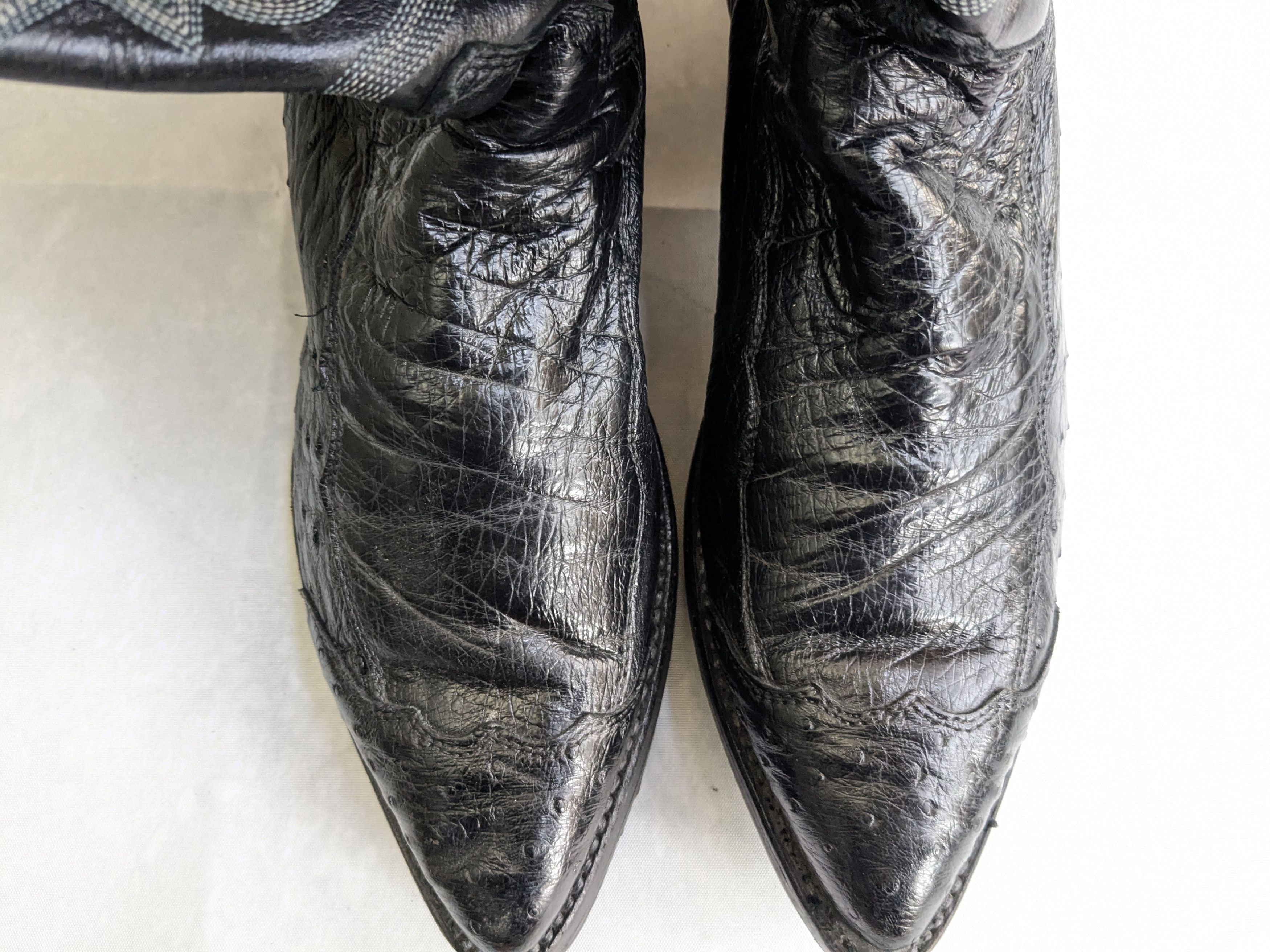 Justin Boots Justin Cowboy Boots Ostrich Leather Black 9.5 D USA Size US 9.5 / EU 42-43 - 3 Thumbnail