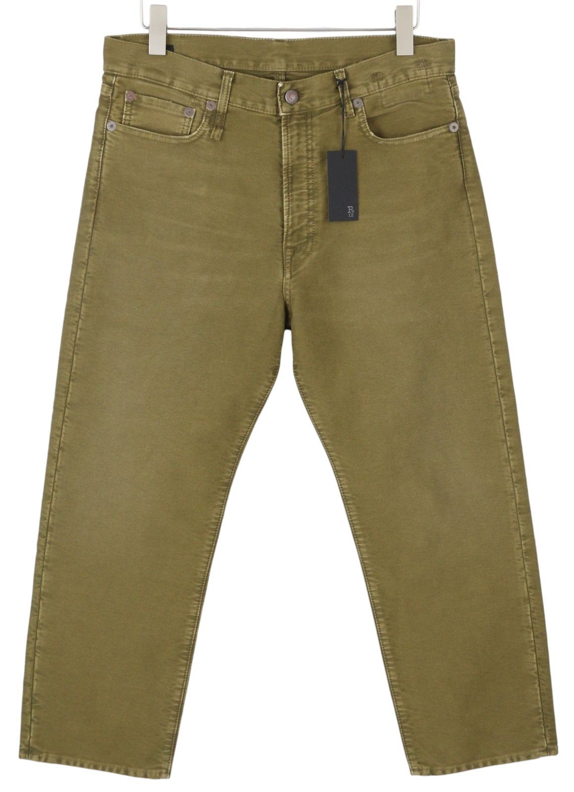 R13 BOYFRIEND 30 Olive Garment Dyed Moleskin Faded FW25 86609 Size 30" / US 8 / IT 44 - 1 Thumbnail