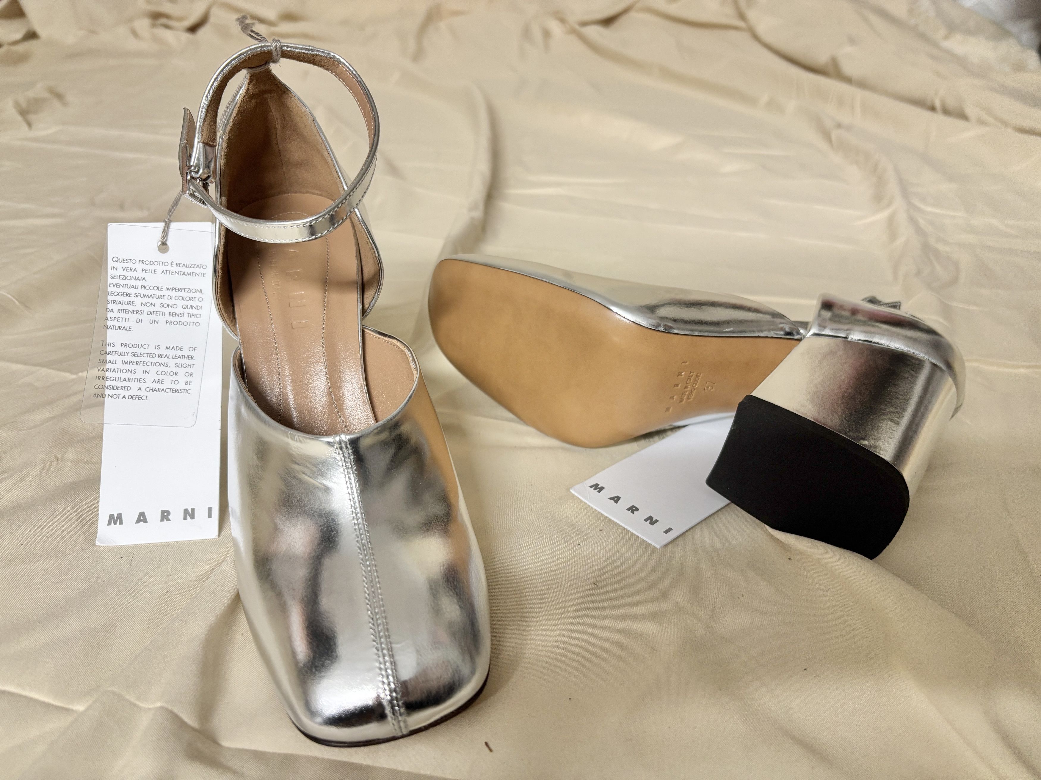 Marni Marni Silver Chrome Mary Janes Size US 7 / IT 37 - 4 Thumbnail