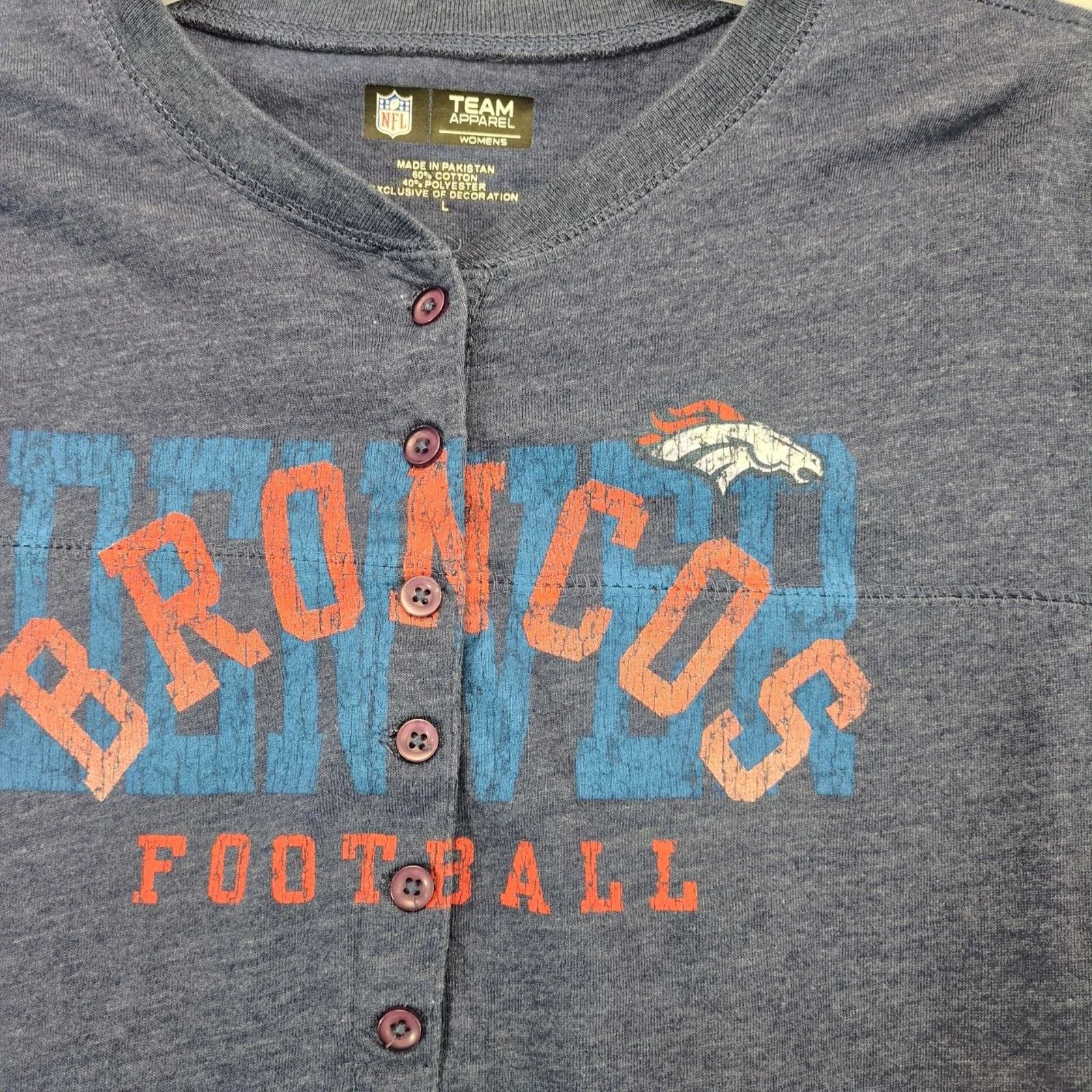 NFL Denver Broncos Football Navy Henley Shirt NFL Team Apparel Size L / US 10 / IT 46 - 9 Thumbnail