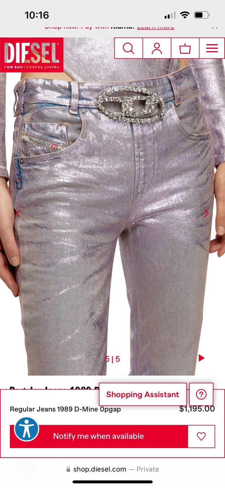 Diesel Women’s Diesel Regular Jeans 1989 D-Mine 0pgap Size 24" / US 00 / IT 34 - 7 Thumbnail