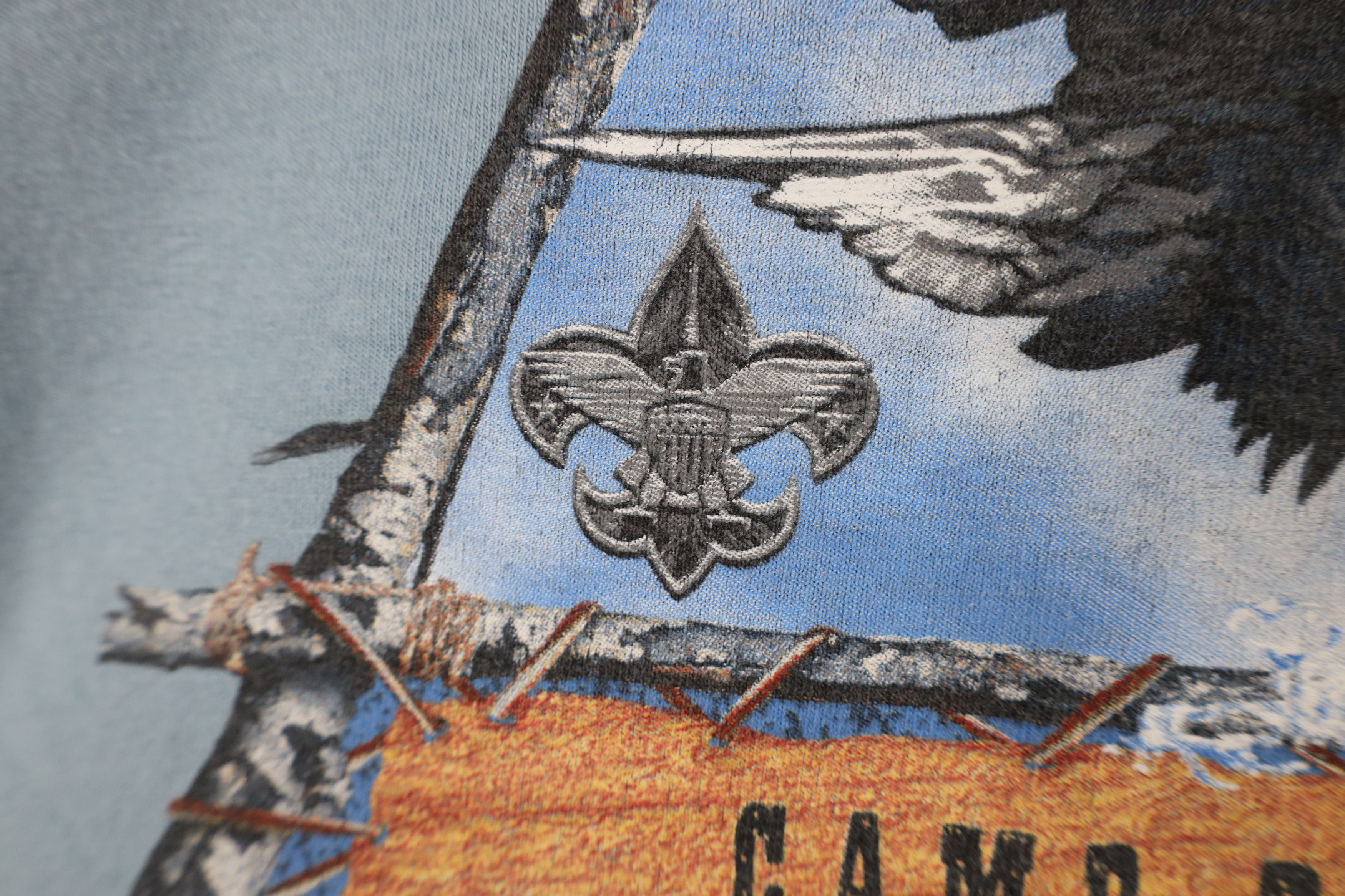 Vintage Vintage 90s Scouts of America Camp Berry Eagle T-Shirt Blue Size US XL / EU 56 / 4 - 8 Thumbnail