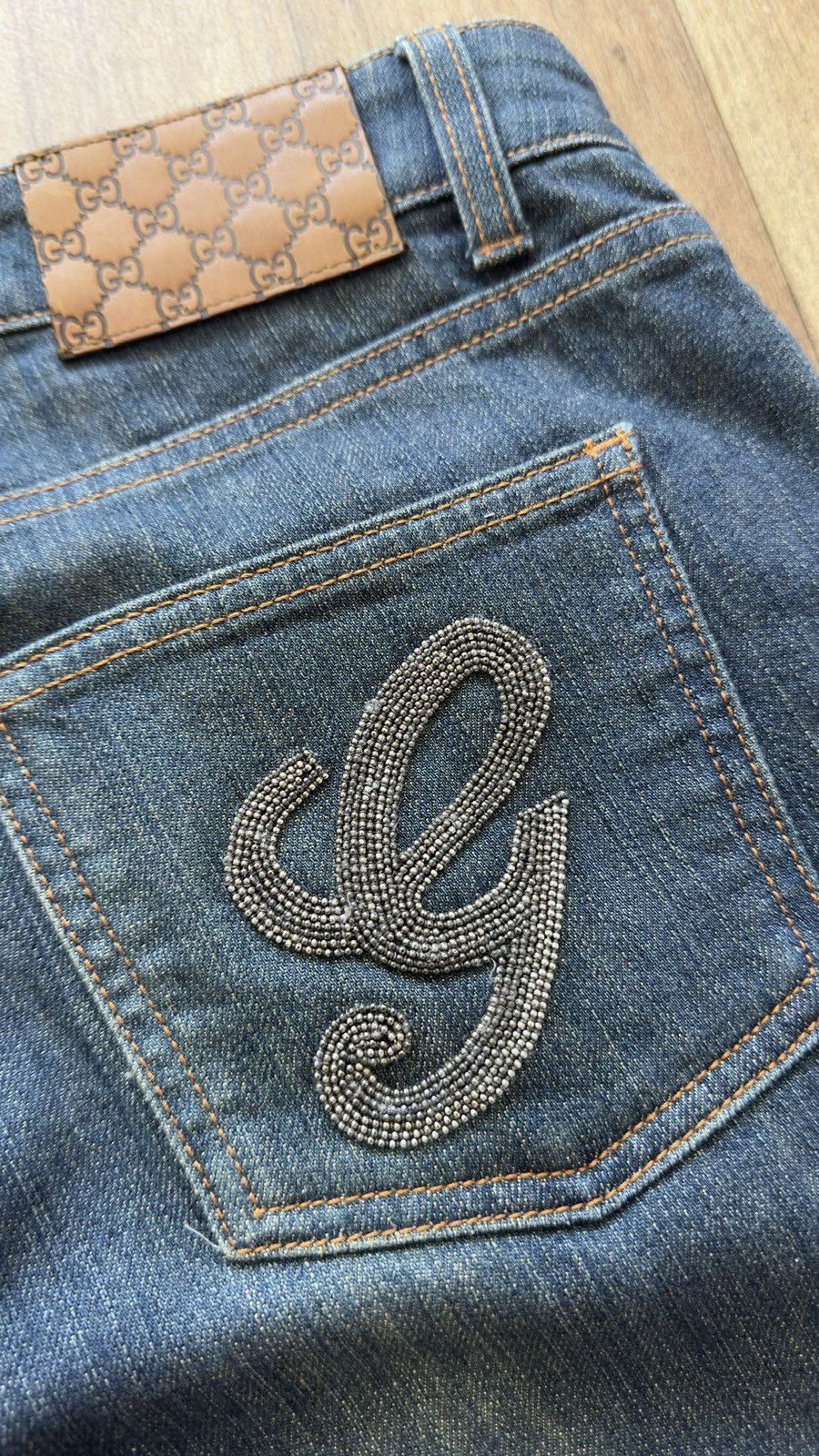 Gucci Gucci Archive Embroidered "G" Logo Denim Jeans Made in Italy Size 30" / US 8 / IT 44 - 22 Thumbnail