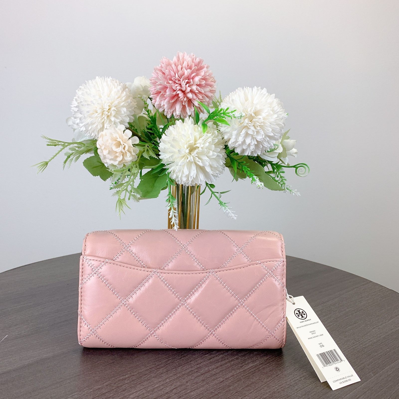 Tory Burch Tory Burch 156095 WILLA GLAZED CHAIN WALLET IN ROSE SACHET Size ONE SIZE - 5 Thumbnail