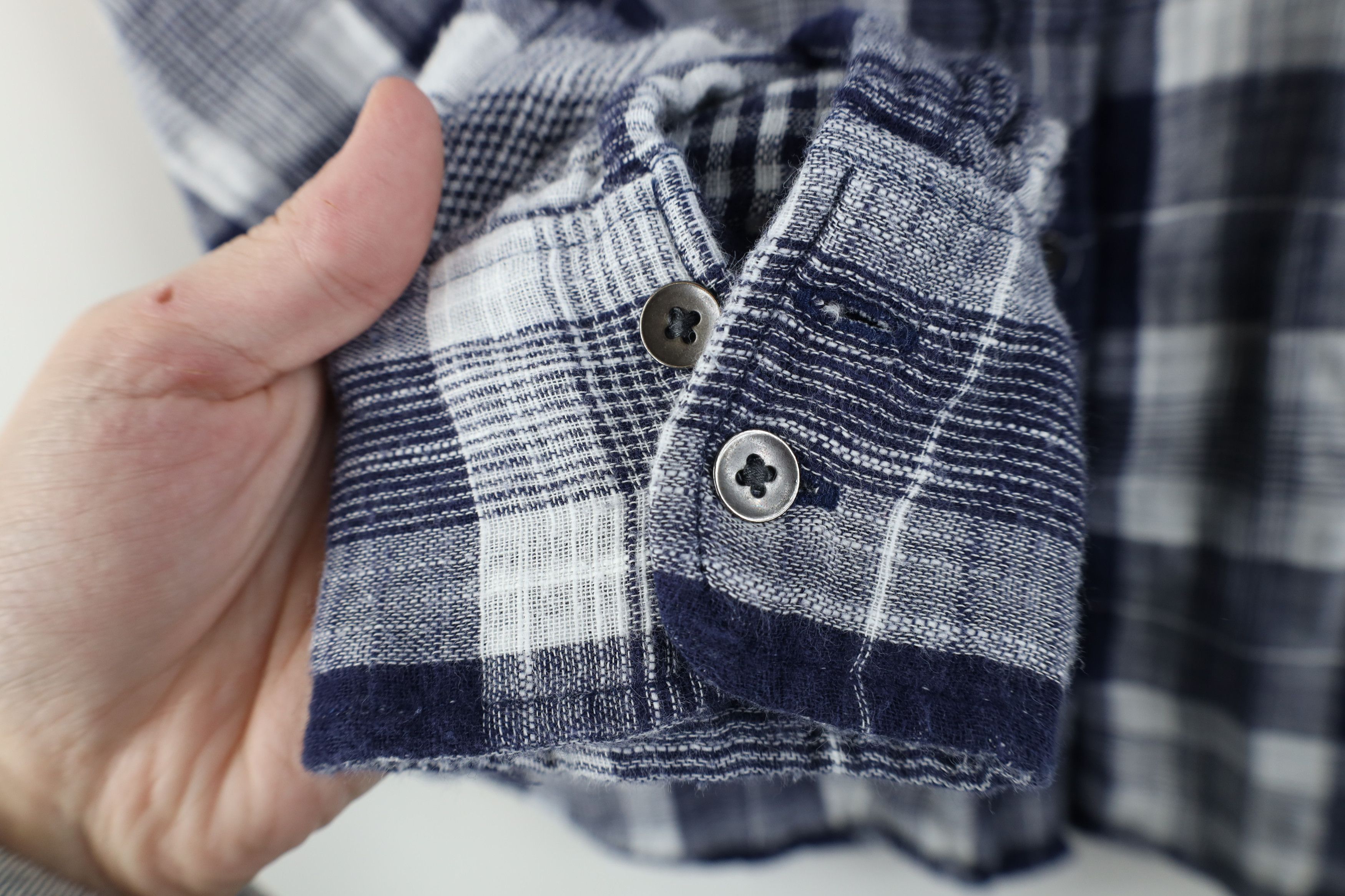 J.Crew J Crew Gauzy Cotton Knit Collared Button Shirt Blue Plaid Size M / US 6-8 / IT 42-44 - 4 Thumbnail