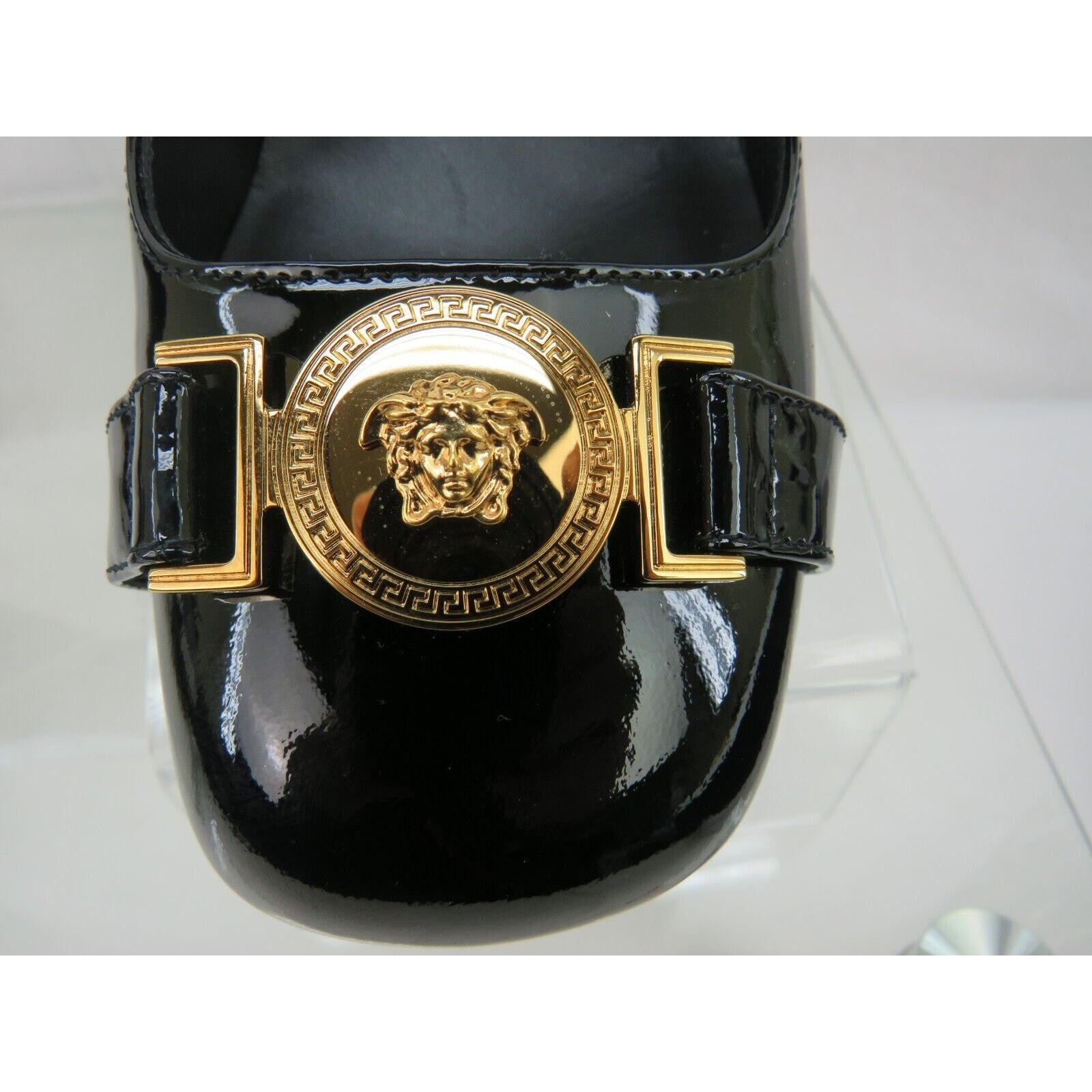 Versace VERSACE BLACK PATENT LEATHER GOLD MEDUSA HEAD PUMPS 38 8 Size US 8 / IT 38 - 2 Thumbnail