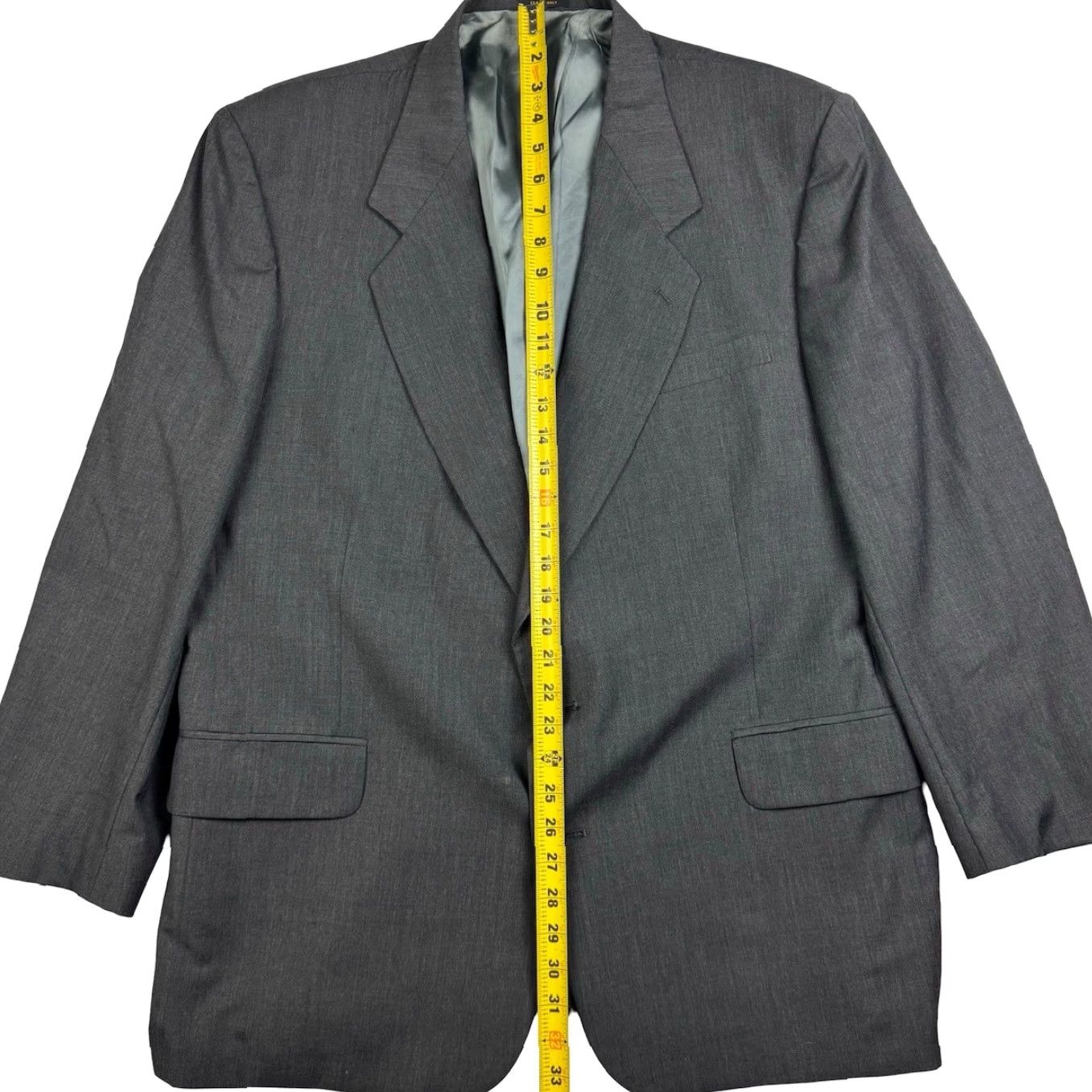 Oscar De La Renta Oscar de la Renta Blazer Jacket Wool 2-Button Gray 46R Mens Regular Notch Lapel Vintage: No Size 46R - 7 Thumbnail