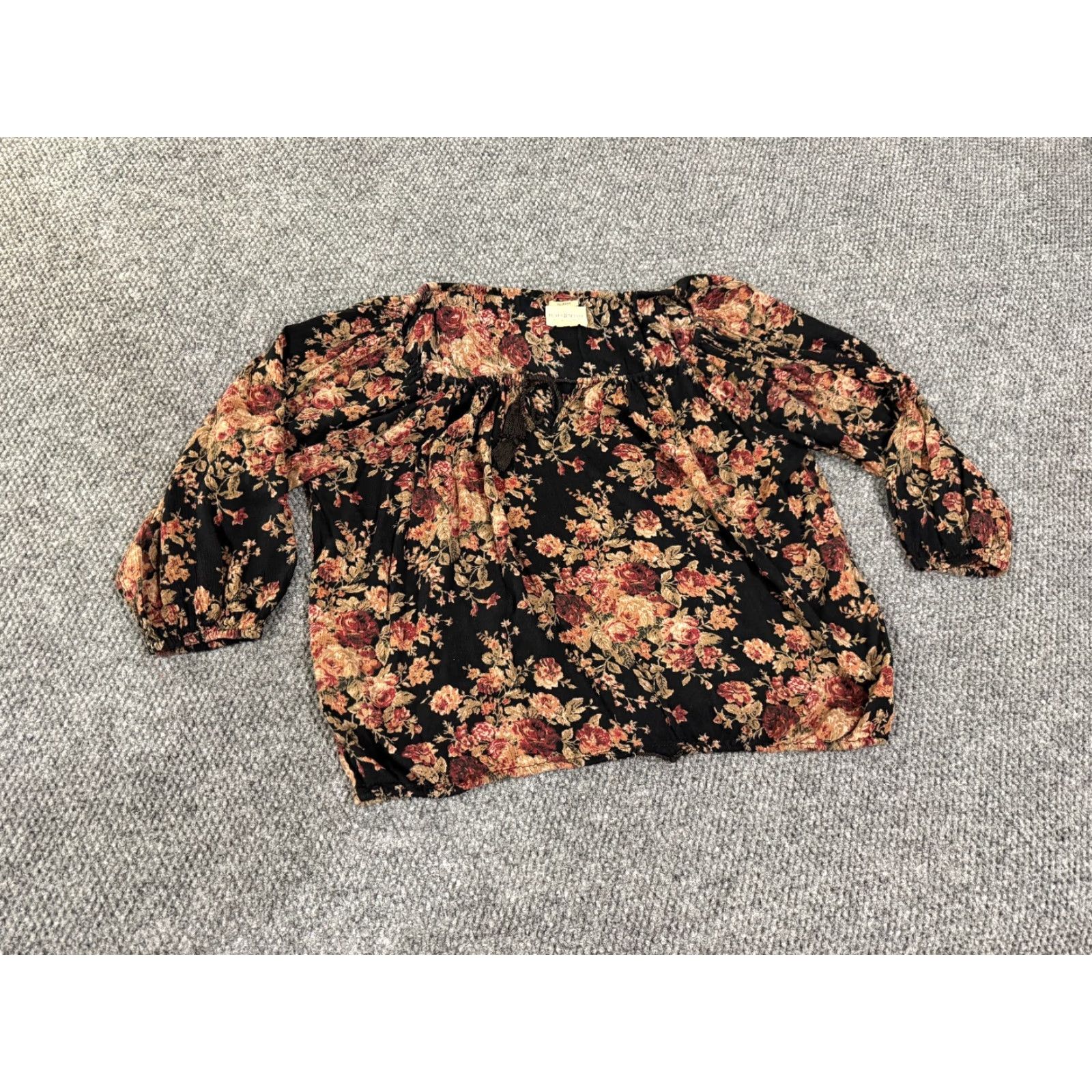Ralph Lauren Denim & Supply Ralph Lauren Blouse Womens Small Black Floral Long Sleeve Shirt Womens Small Black Floral Long Sleeve Blouse Size S / US 4 / IT 40 - 2 Thumbnail