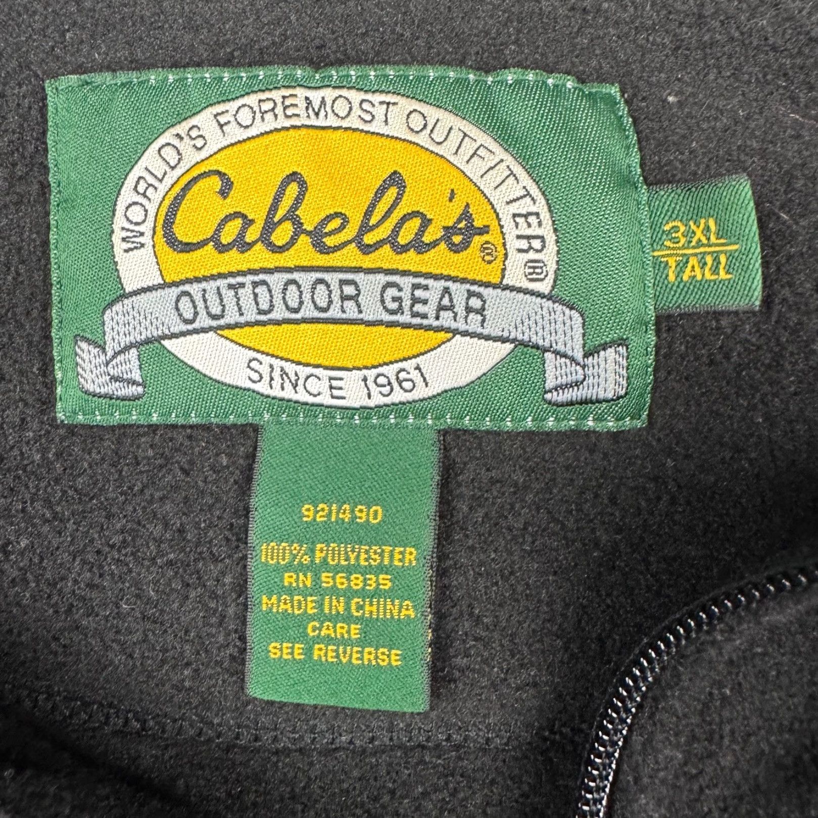Vintage Cabela's Men's Polyester L/S Fleece Sweatshirt/Jacket Black 3XL Zip Full Zip Pockets Shirt Mens Size US XXL / EU 58 / 5 - 3 Thumbnail
