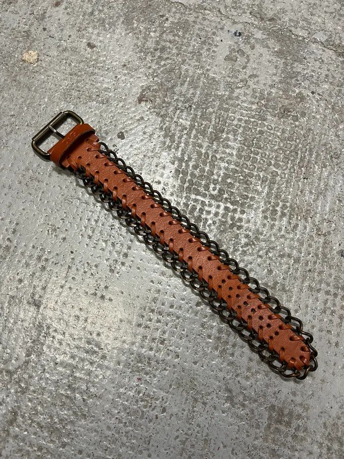 Dolce & Gabbana 2000s Dolce & Gabbana Brown Leather Metallic Armband Size ONE SIZE - 5 Thumbnail