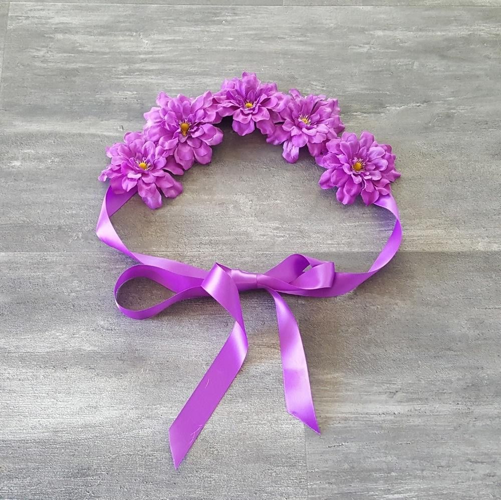 Designer Purple Floral Marquee Head Piece Size ONE SIZE - 1 Preview