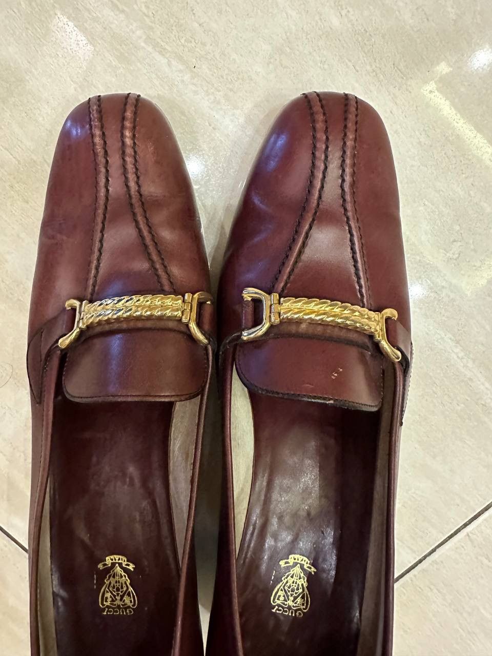 Gucci × Vintage Gucci Loafer Pumps Horse Bit Heel Vintage Burgundy EU 40 Size US 10 / IT 40 - 9 Thumbnail