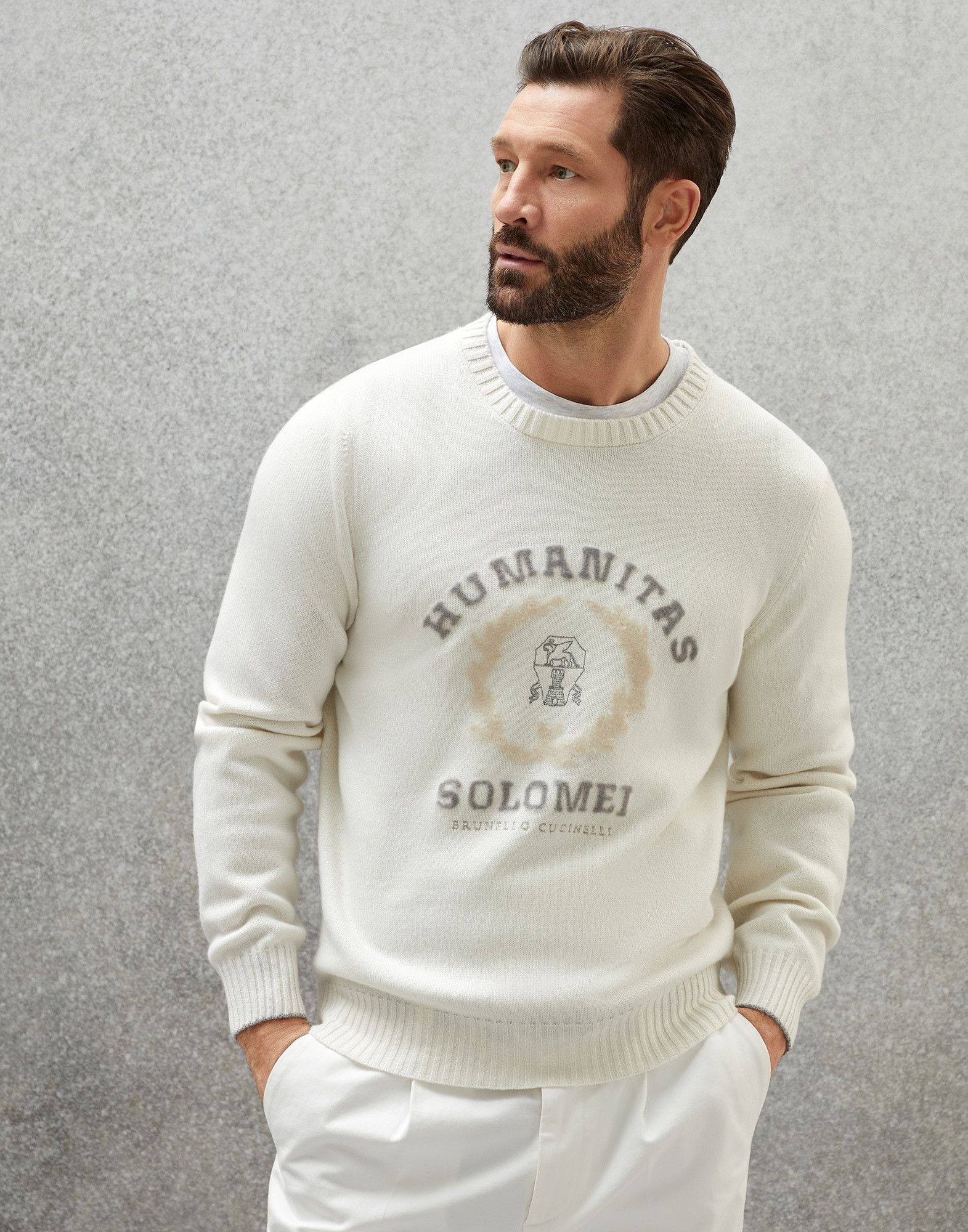 Brunello Cucinelli o1w1db10924 Cashmere Sweater in Open White Size US M / EU 48-50 / 2 - 1 Thumbnail