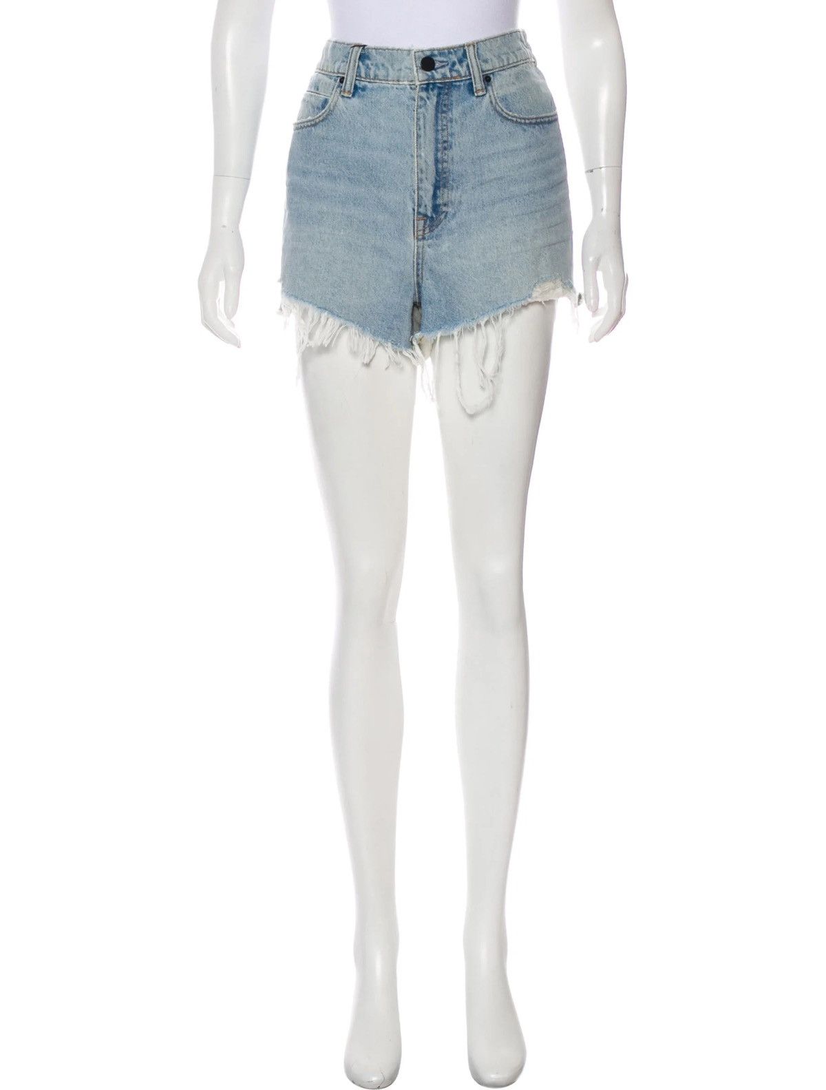 Alexander Wang Denim X Alexander Wang High Rise Fitted Bite Bleach Shorts Size 26" / US 2 / IT 38 - 3 Thumbnail