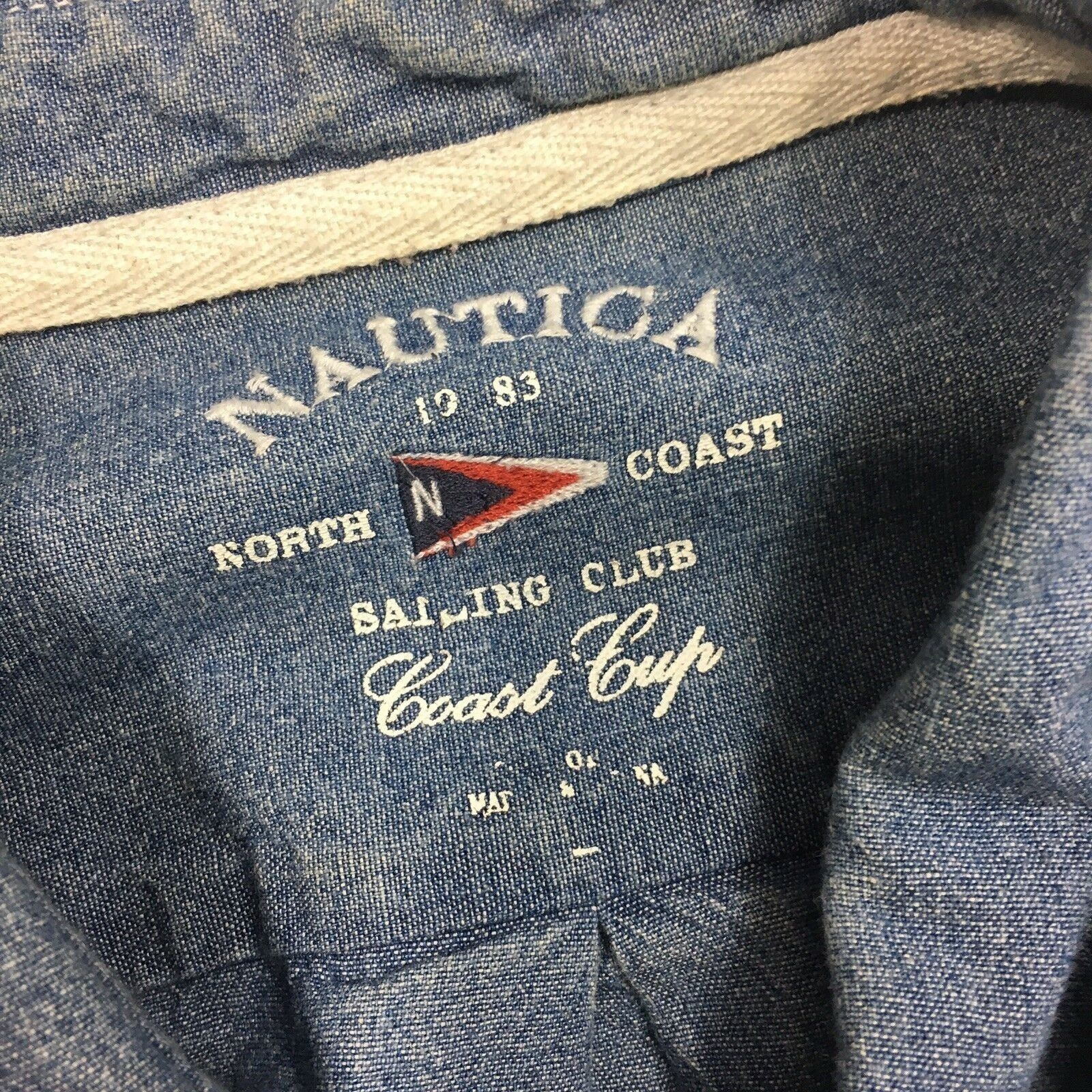 Nautica Vtg Nautica COAST Cup 1983 CHAMBRAY Blue Sailing Yacht Shirt Size US L / EU 52-54 / 3 - 3 Thumbnail