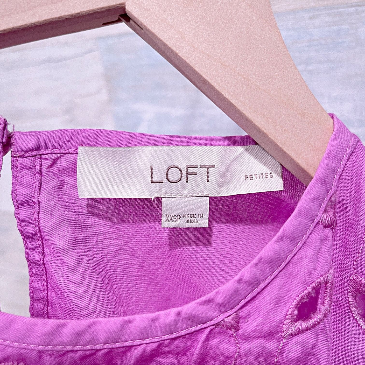 Loft LOFT Eyelet Puff Sleeve Top Purple Coton Womenst XXSP Size XXS / US 00 / IT 34 - 6 Thumbnail