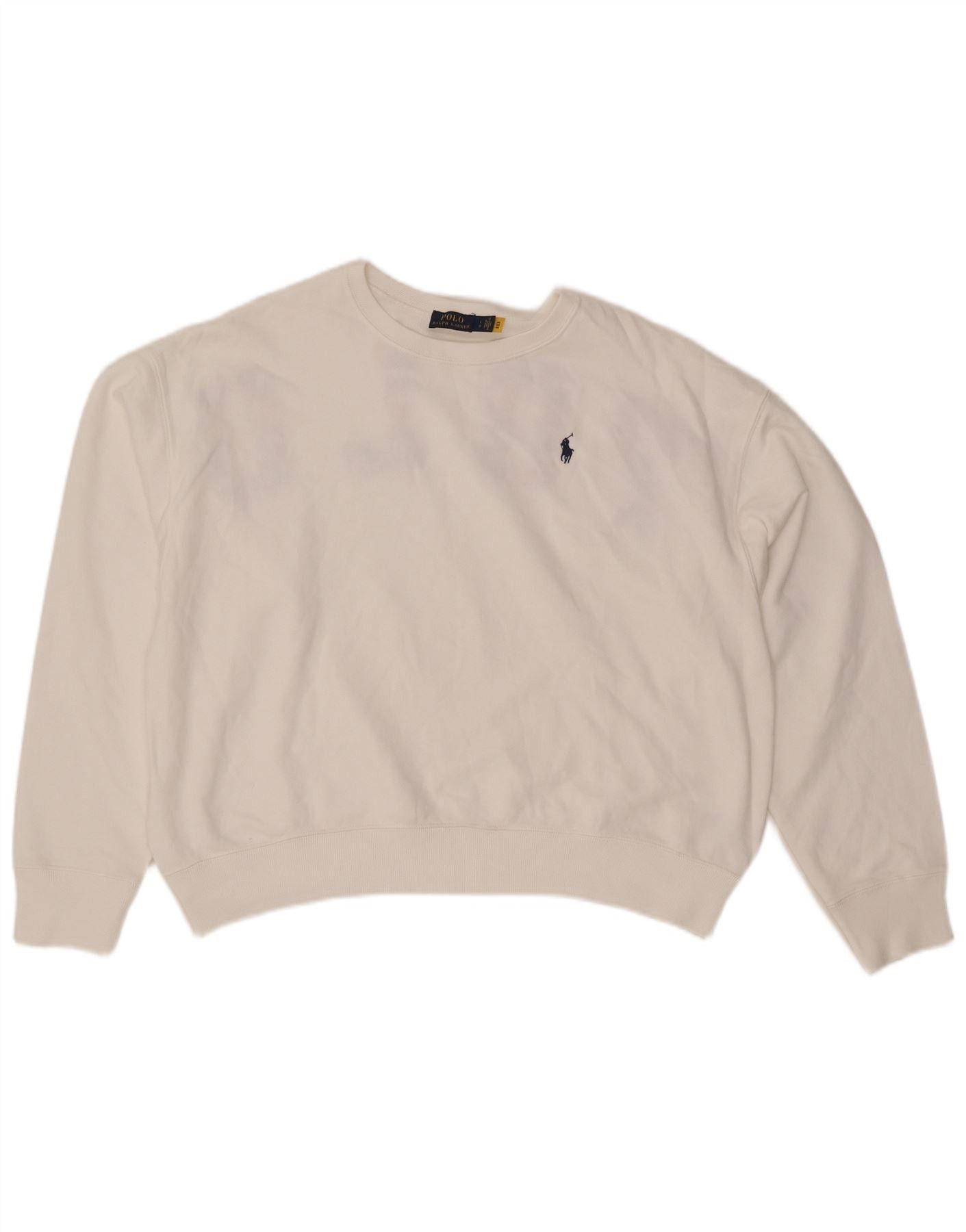 Polo Ralph Lauren Womens Crop Sweatshirt Jumper UK 16 Large White Size XL / US 12-14 / IT 48-50 - 1 Thumbnail