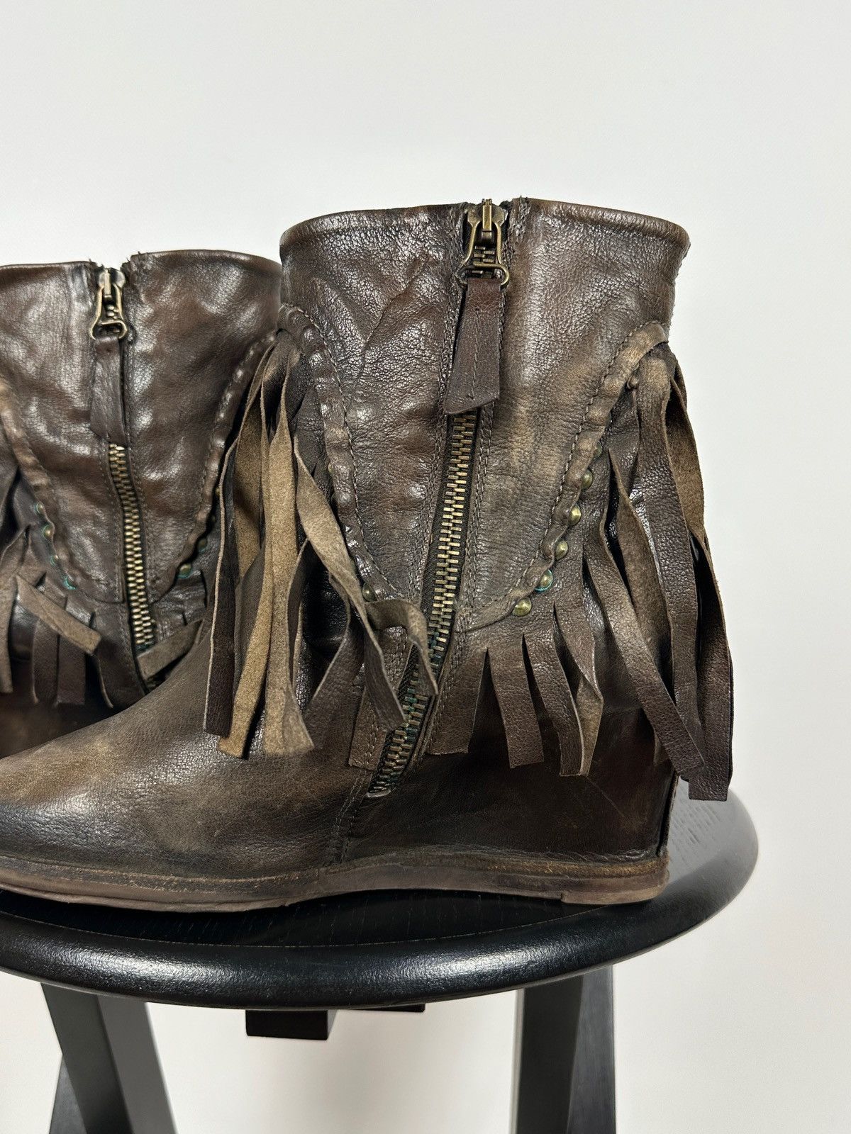 A.S.98 A.S.98. Airstep Leather Fringe Ankle Boho Western Boots Size US 7 / IT 37 - 18 Thumbnail